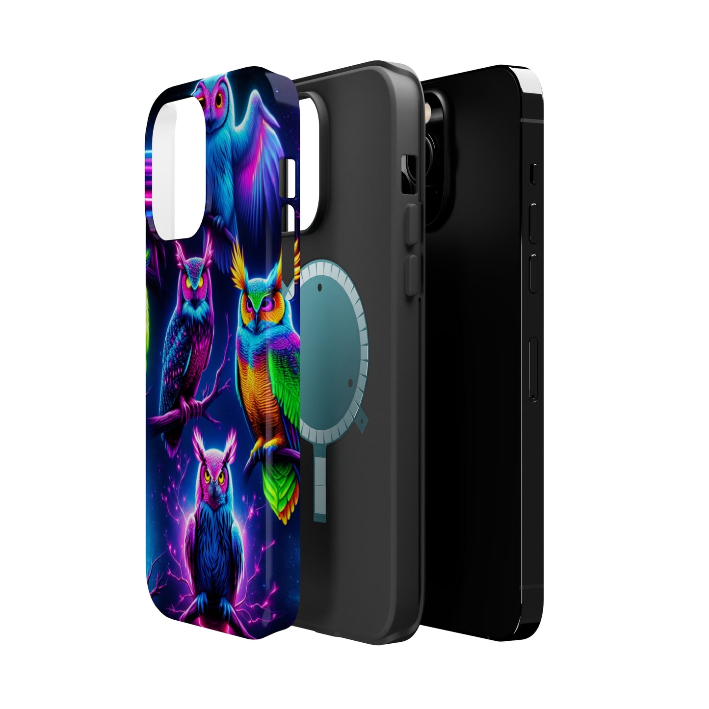 Neon Owlfection. Neon Owls Premium Art Magsafe Magnet Tough IPhone 13 14 15 Pro Plus Max and Mini in Matte and Glossy Phone cases