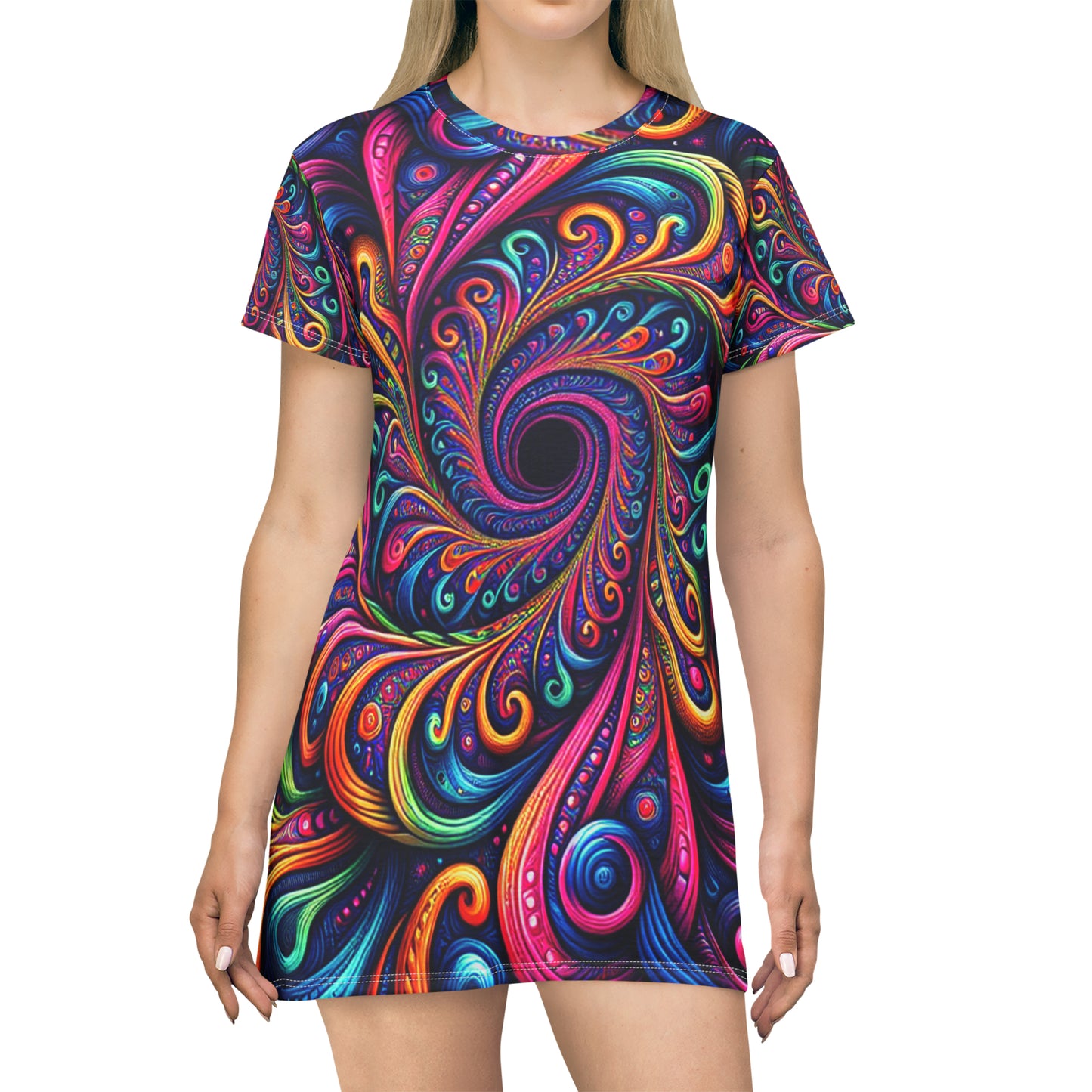 Vivid Technicolor Reverie. Infinity Patterns Womans T Shirt Dress
