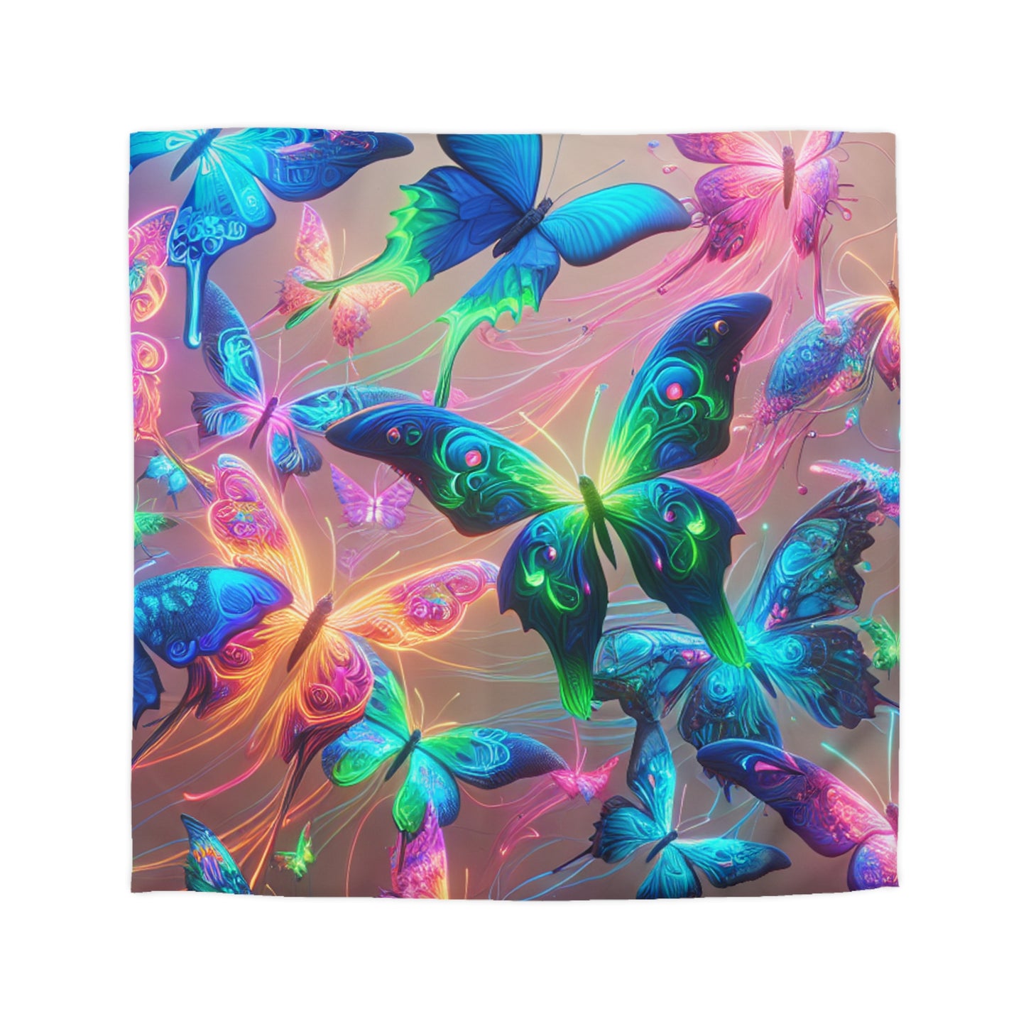 Giovanni de la Prata. - NEON Butterflies Microfiber Duvet Cover