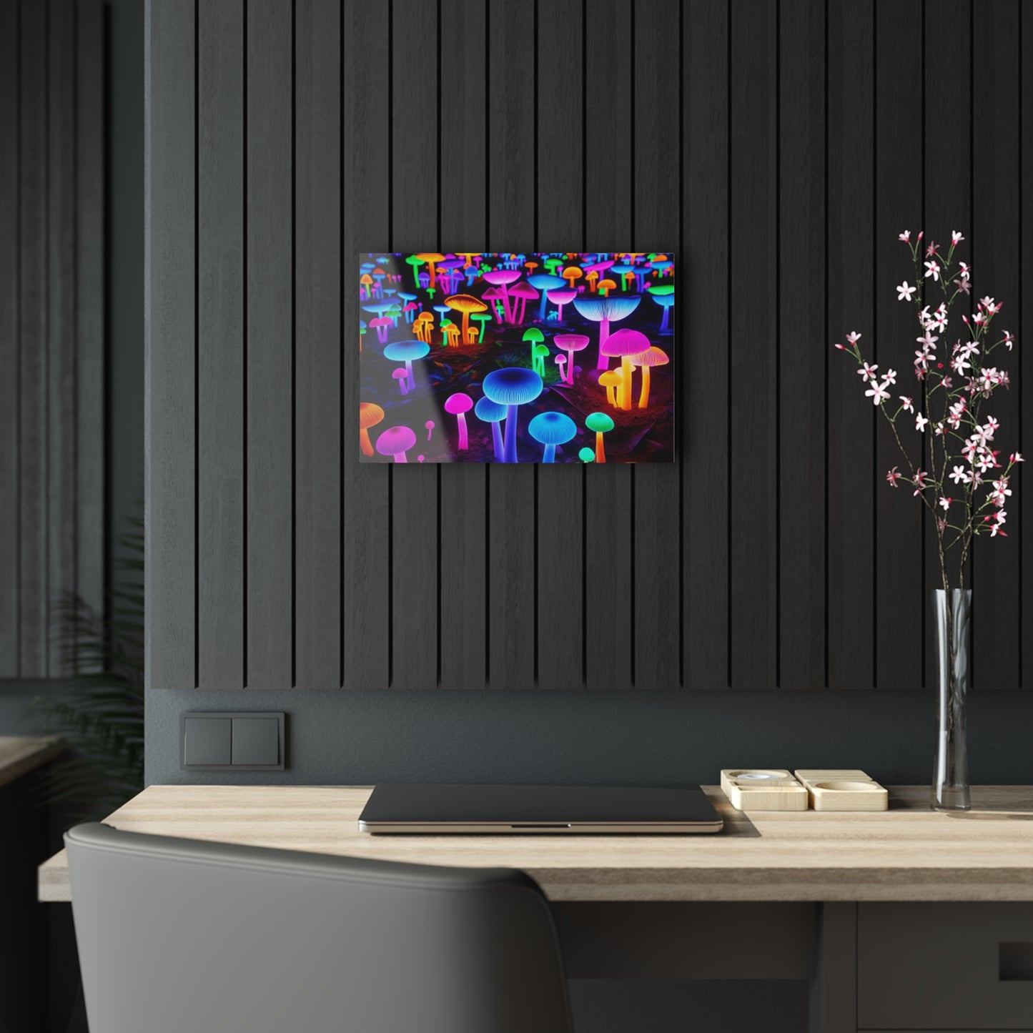 Neon Fungi Vibes. Mushrooms 1/4" Glossy Acrylic Art