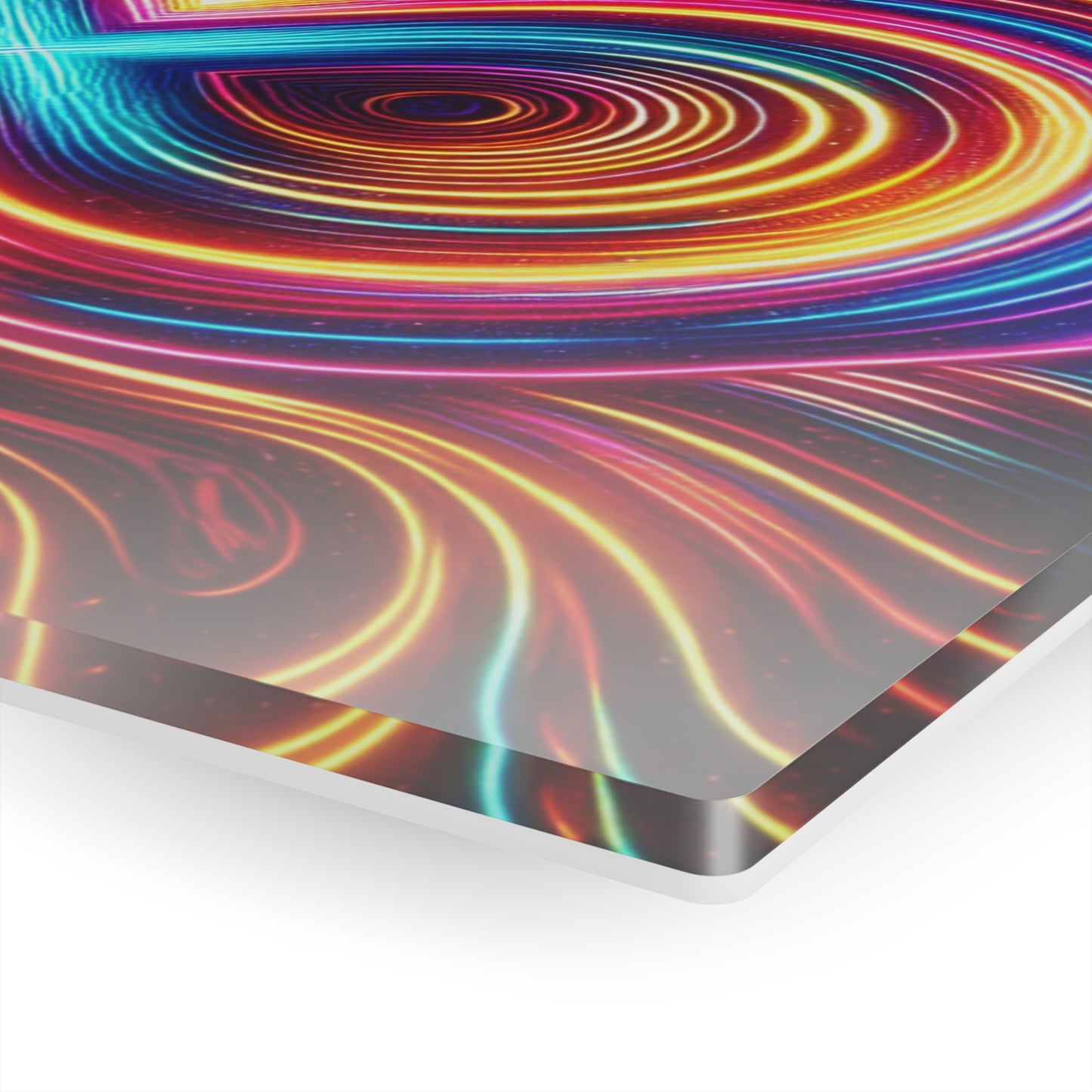 Neon Spiral Infinity Dreamscape. Trippy infity Pattern 1/4" Glossy Acrylic Art