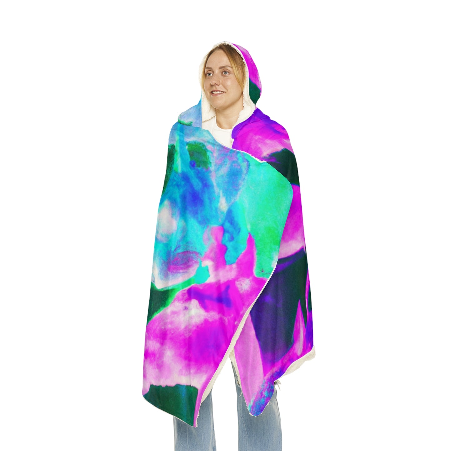 "Neon Dreamscape" - NEON Unicorns Art Hooded Snuggle Blanket