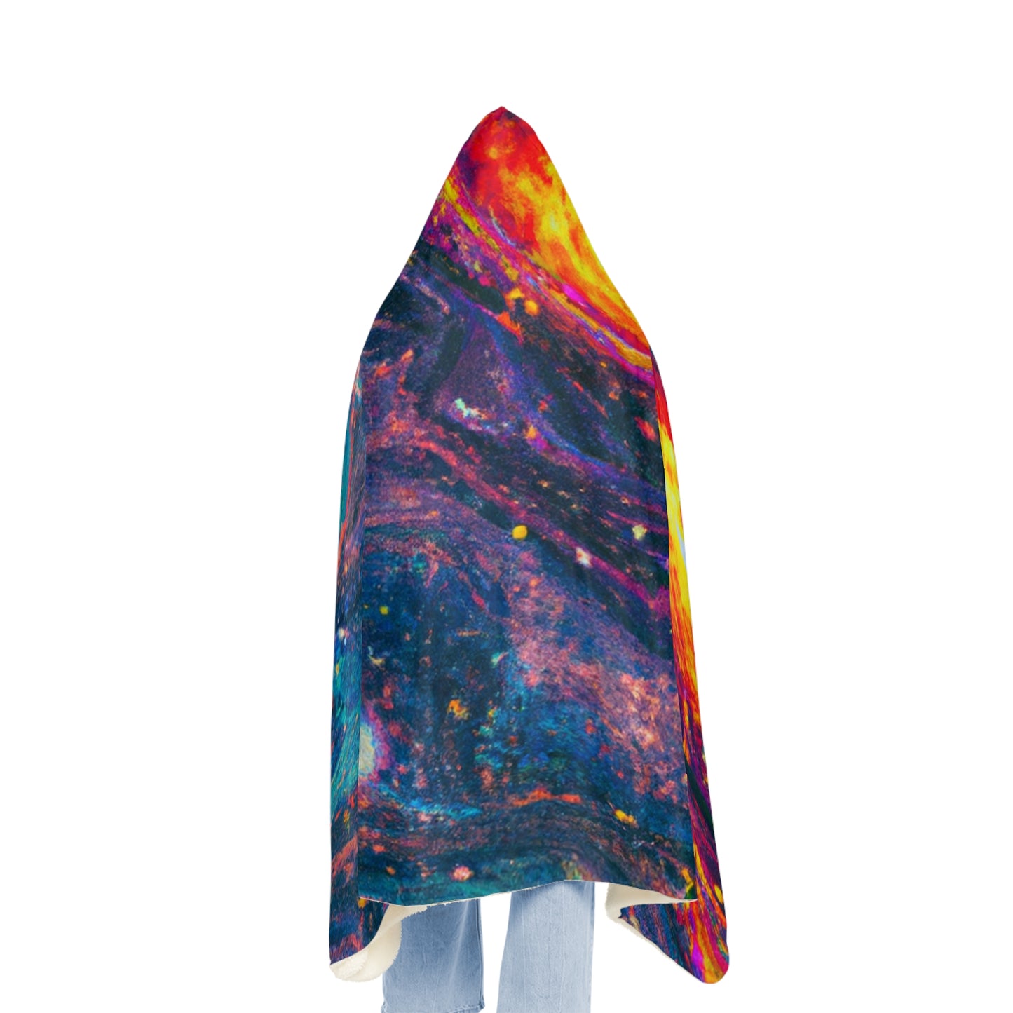 "Neon Digital Illusions" - NEON Infinity Patterns Art Hooded Snuggle Blanket