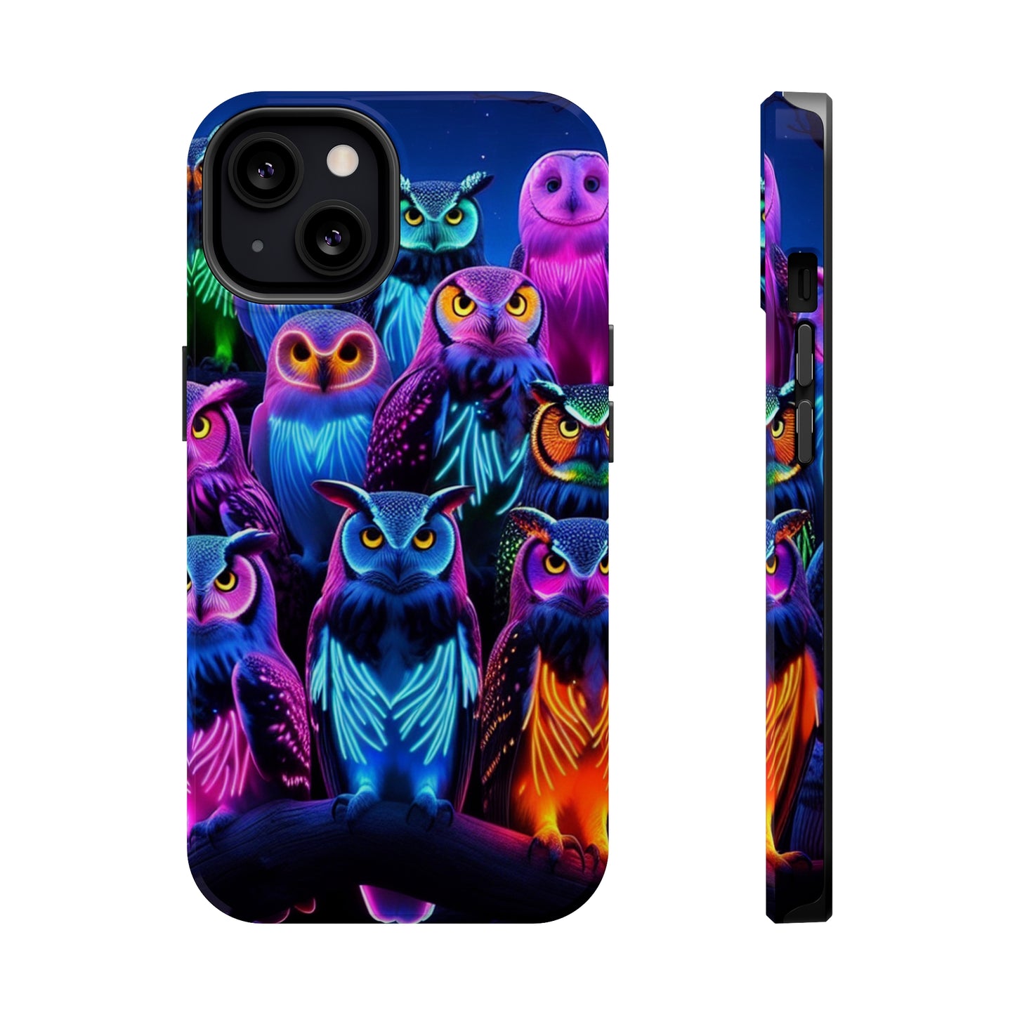 Neon Nocturne Owls. Neon Owls Premium Art Magsafe Magnet Tough IPhone 13 14 15 Pro Plus Max and Mini in Matte and Glossy Phone cases