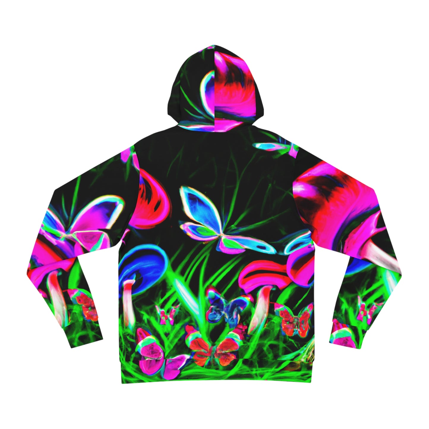 "Neon Chromelight" - Butterflies & Mushrooms AOP Hoodie