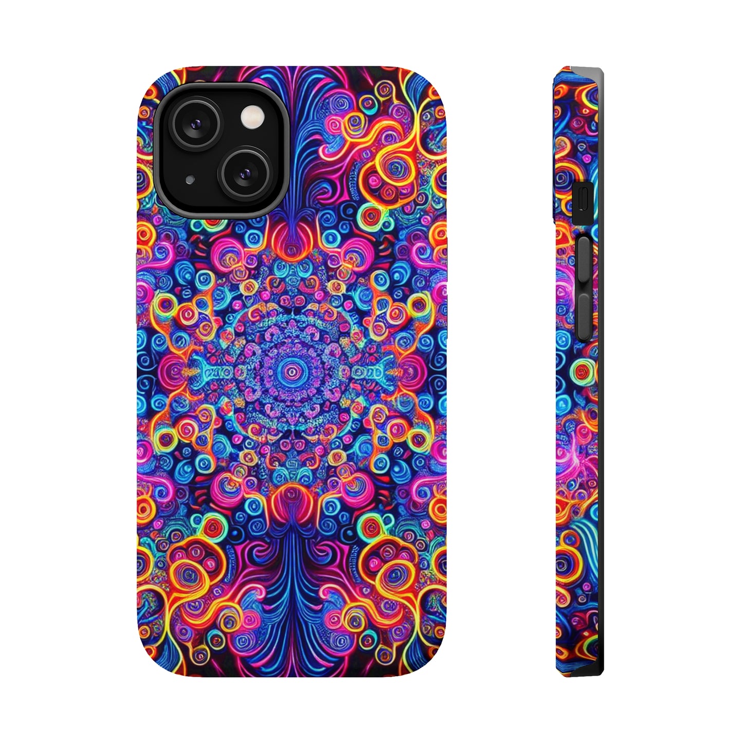 Vibrant Infinity Aurora. Neon Trippy Infinity Patterns Premium Art Magsafe Magnet Tough IPhone 13 14 15 Pro Plus Max and Mini in Matte and Glossy Phone cases