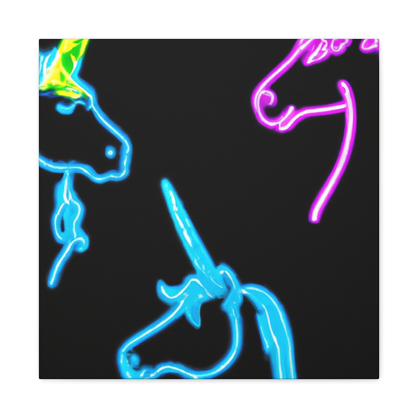 Vibrant Neon Fantasy NEON Unicorns Art Canvas