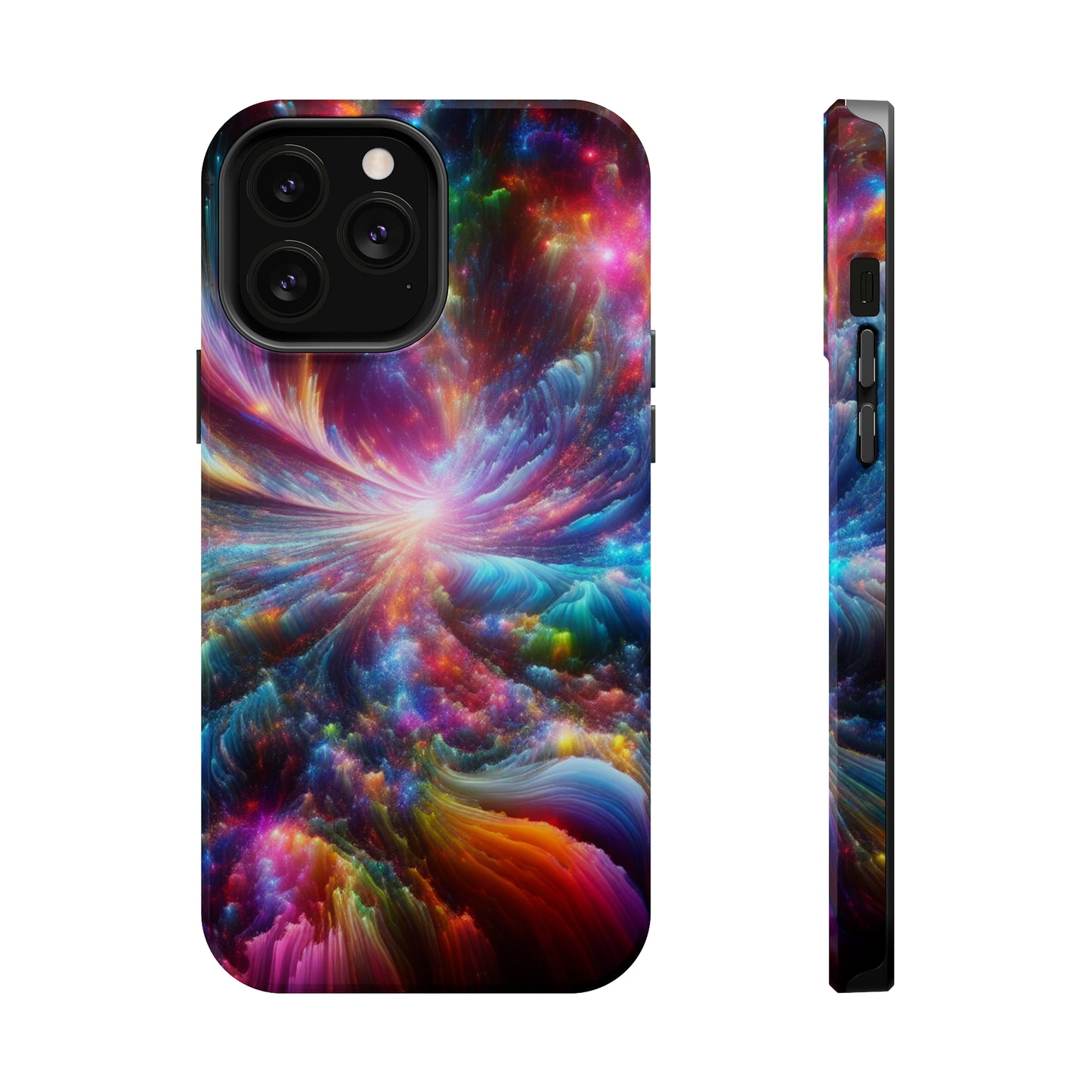 Neon Infinity Chromadrift. Neon Trippy Infinity Patterns Premium Art Magsafe Magnet Tough IPhone 13 14 15 Pro Plus Max and Mini in Matte and Glossy Phone cases