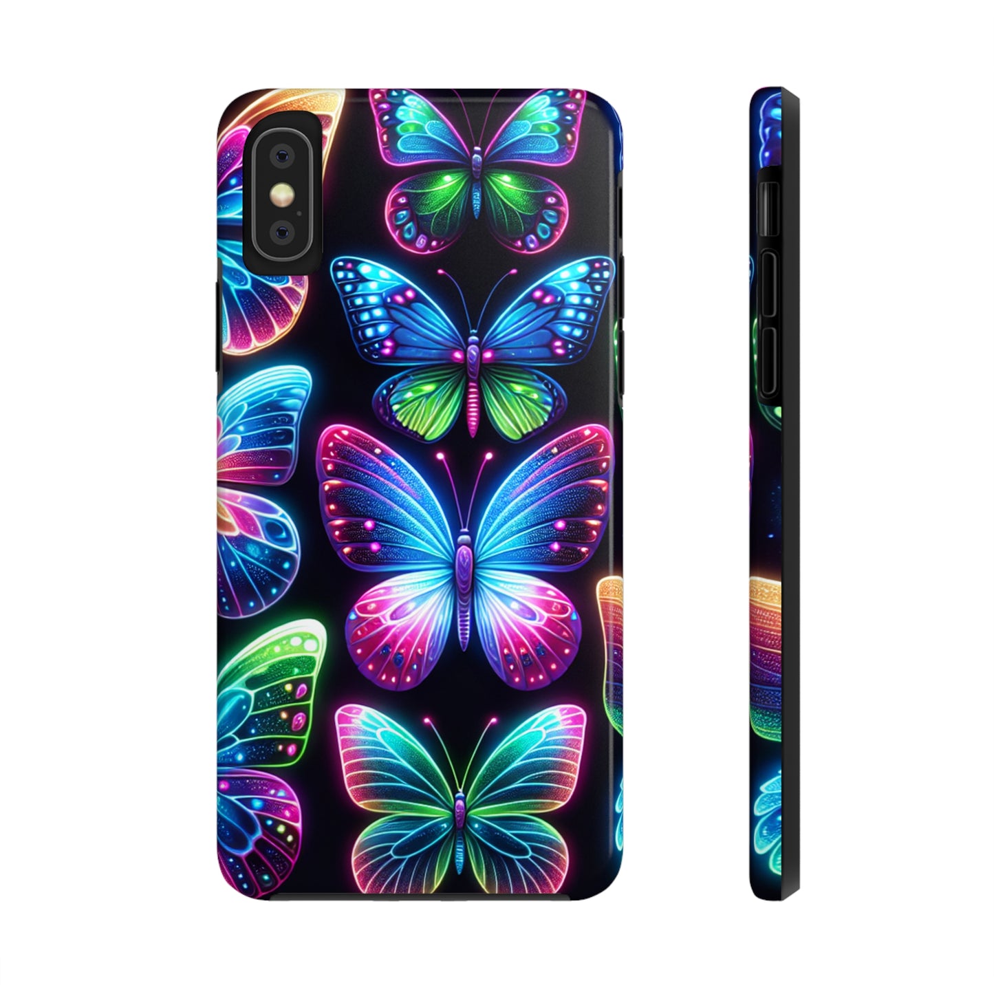 "Dance of the Neon Butterflies" NEON Butterflies Tough Phone Case Iphone 6 7 8 9 10 11 12 13 14 SE X XR XS Pro Max Mini Plus