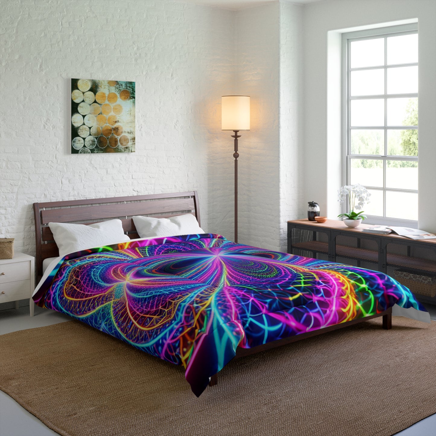 Neon Infinity Splendor. Trippy Infinity Patterns Comforter Blanket