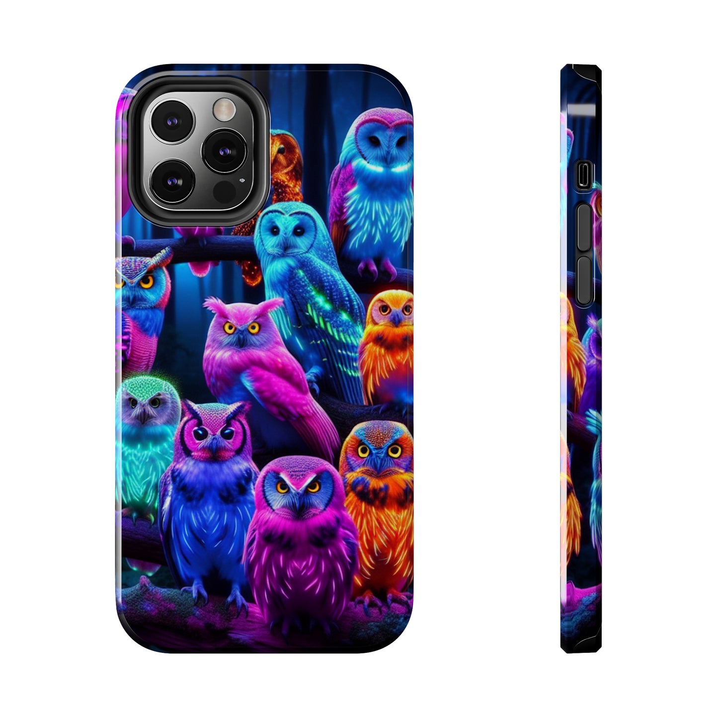 Neon Party of Owls NEON Owls Phone Case Iphone 7 8 9 10 11 12 13 14 Pro Max Mini Plus XR XS SE