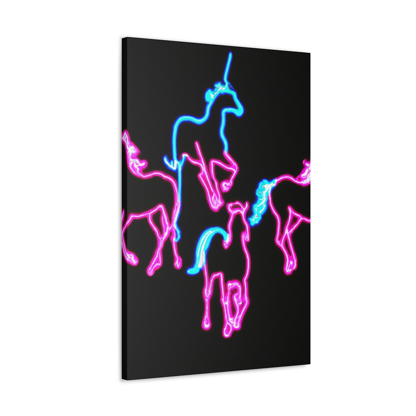 "Enchanted Fluorescence" NEON Unicorns Art Canvas