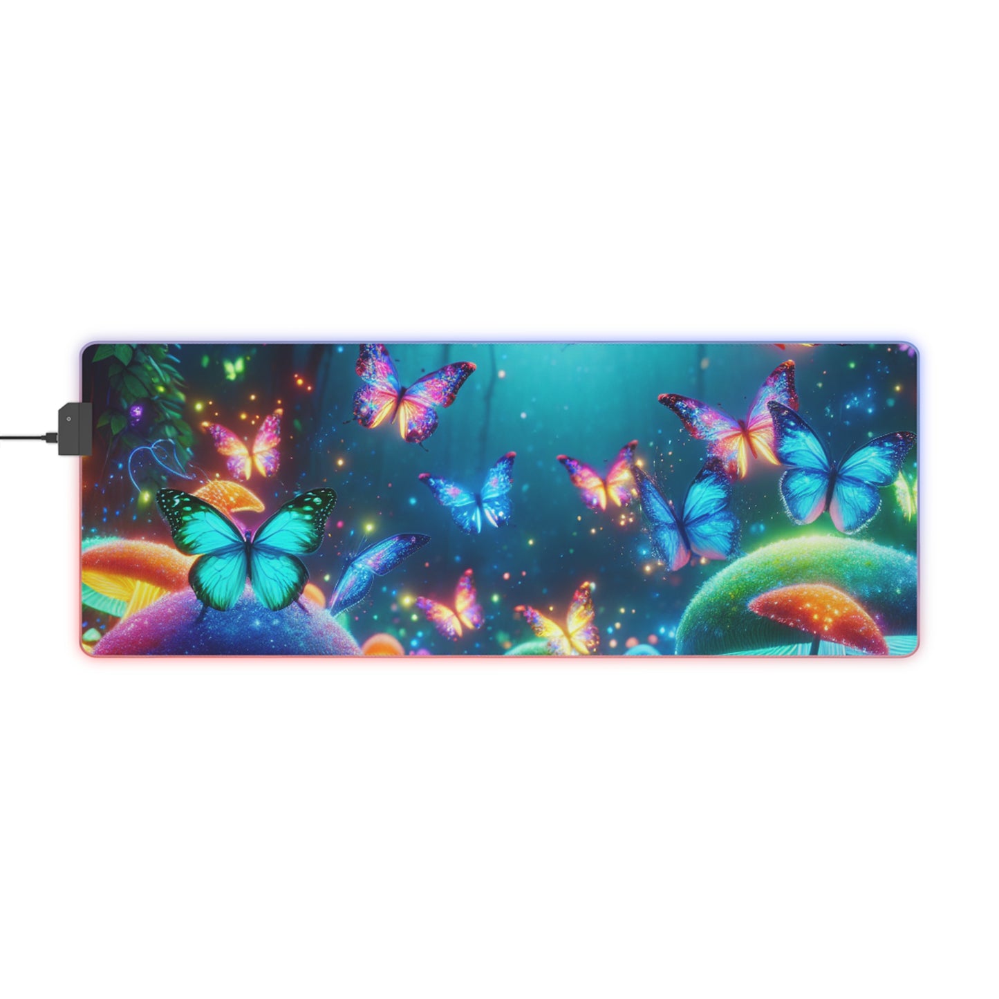 Luminous Neon Haze NEON Butterflies and Mushrooms LED Mousepad