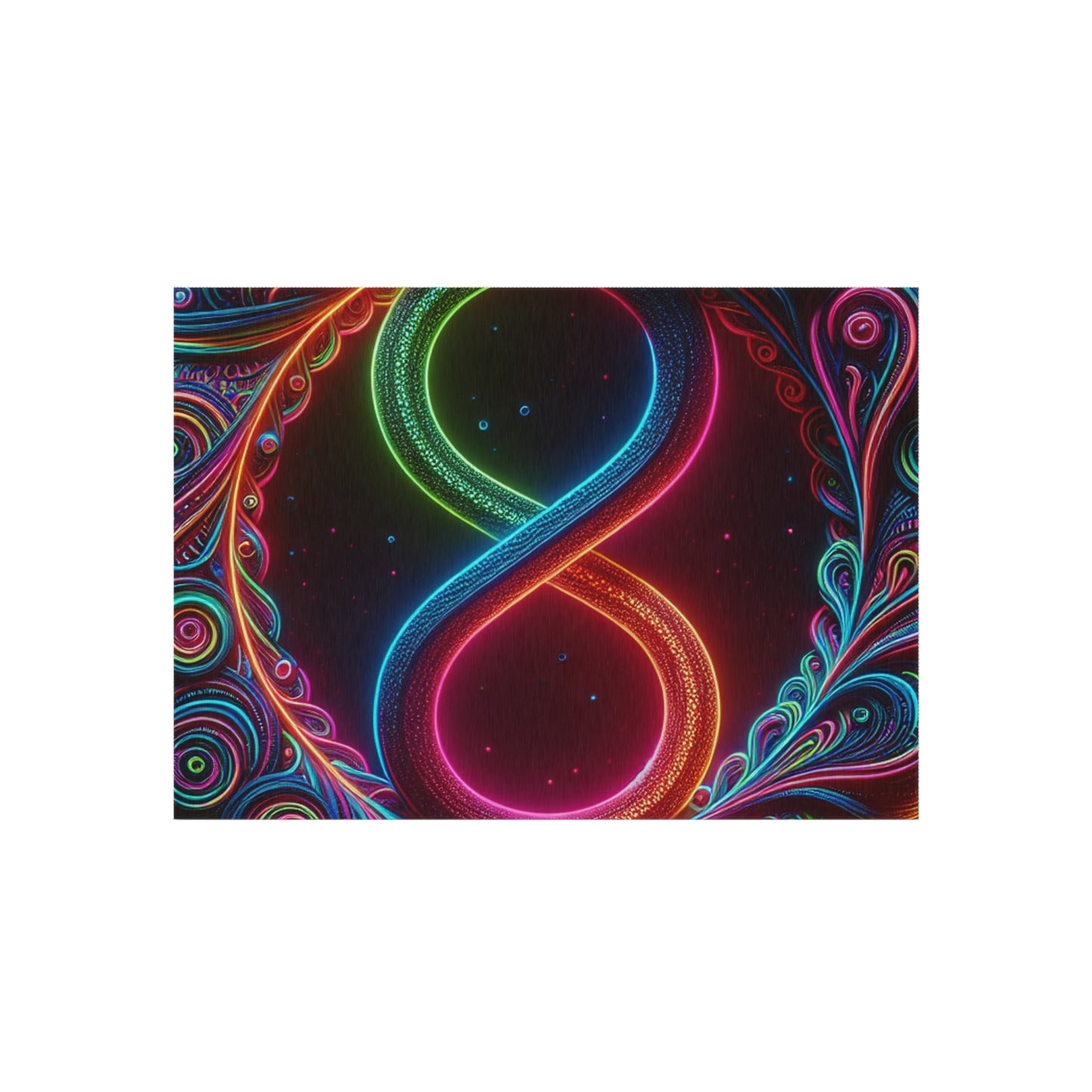 Neon Vortex Infinity. Infinity Patterns Outdoor Rug