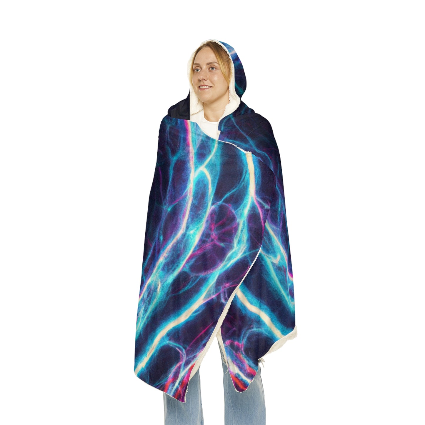 'Vibrant Cosmos' - NEON Infinity Patterns Art Hooded Snuggle Blanket