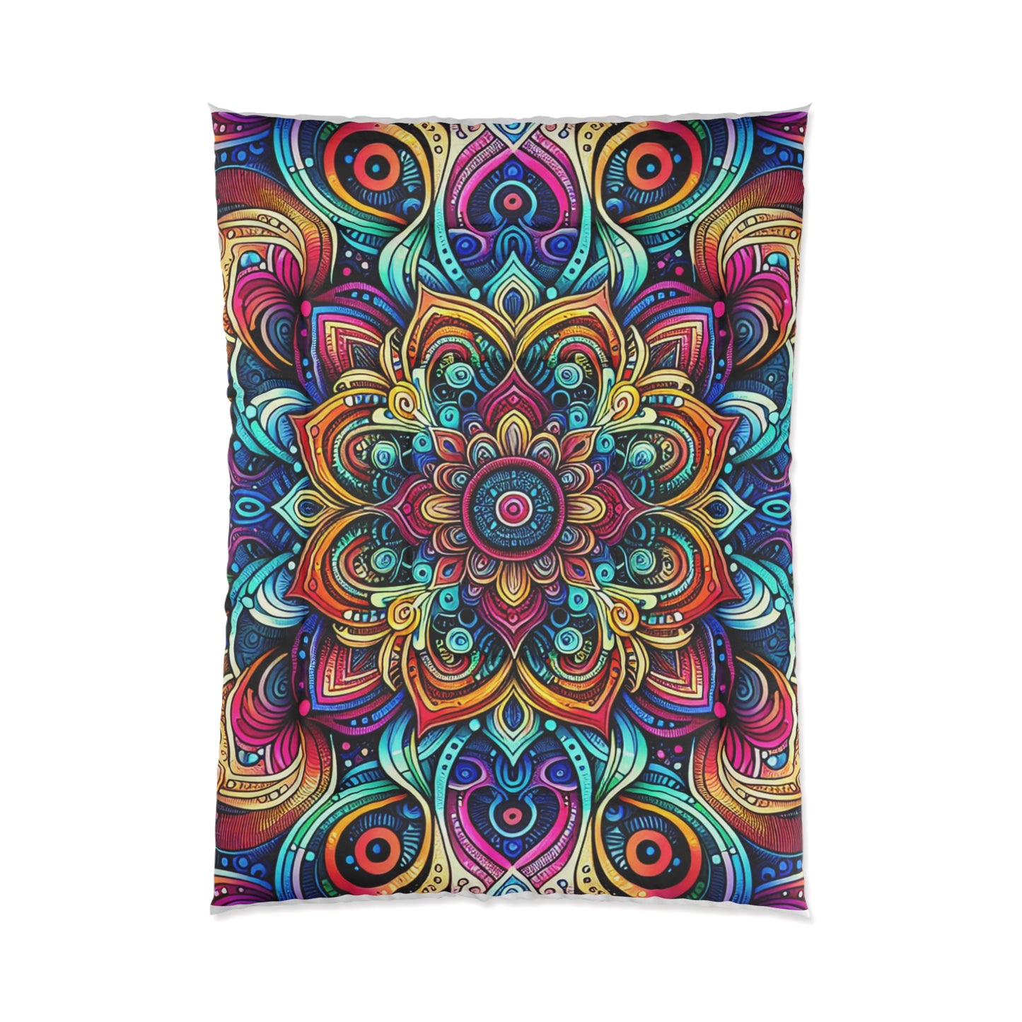 Neon Insanity Maze. Trippy Infinity Patterns Comforter Blanket