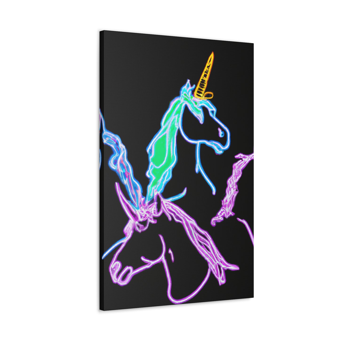 "Galactic Shebang of Neon Unicorns" NEON Unicorns Art Canvas