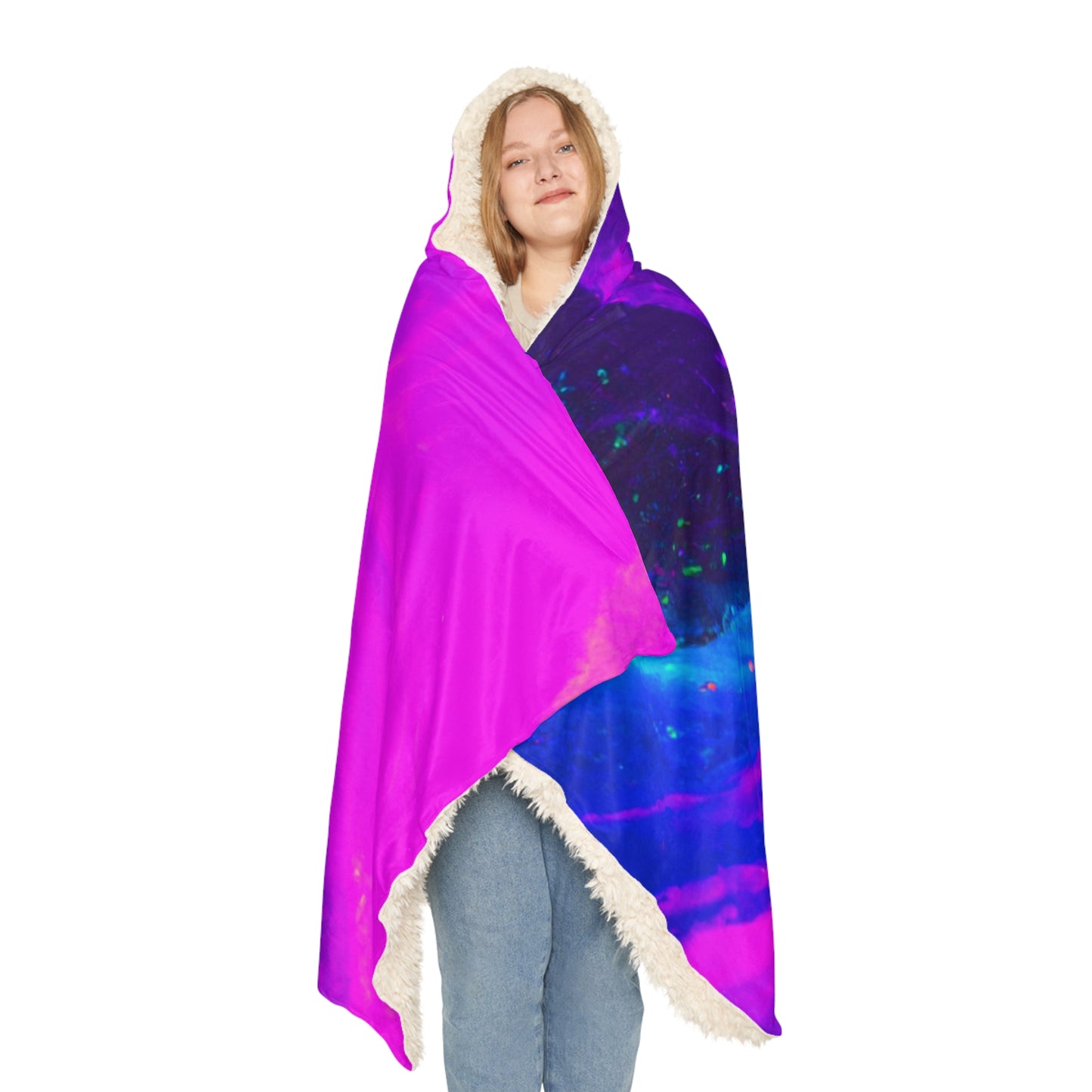 "Neon Splatter Maze" - NEON Infinity Patterns Art Hooded Snuggle Blanket