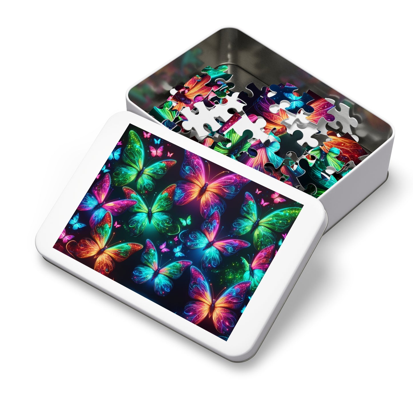 Neon Flutter. - Neon Butterflies Puzzle30, 110, 252, and 1000 Pieces