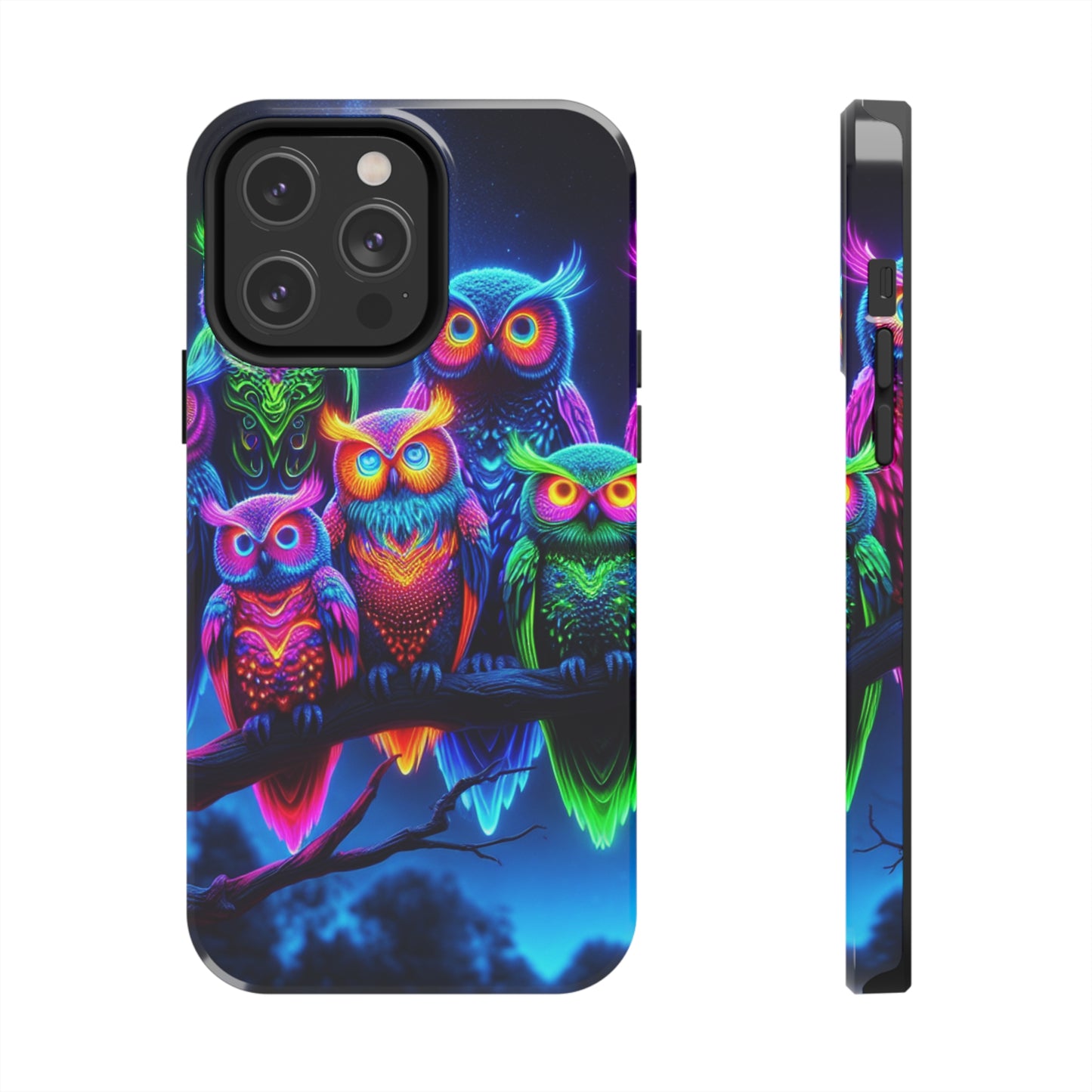 'Neon Rainbow Owls' NEON Owls Tough Phone Case
