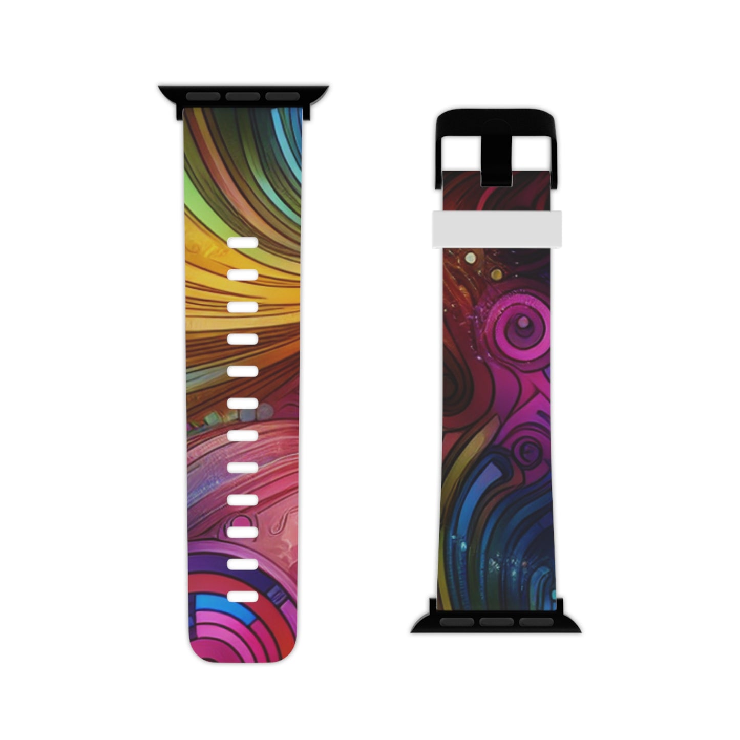 , and geometric shapes
"Neon Dreamscape." - Trippy Infinity Patterns Iwatch Band