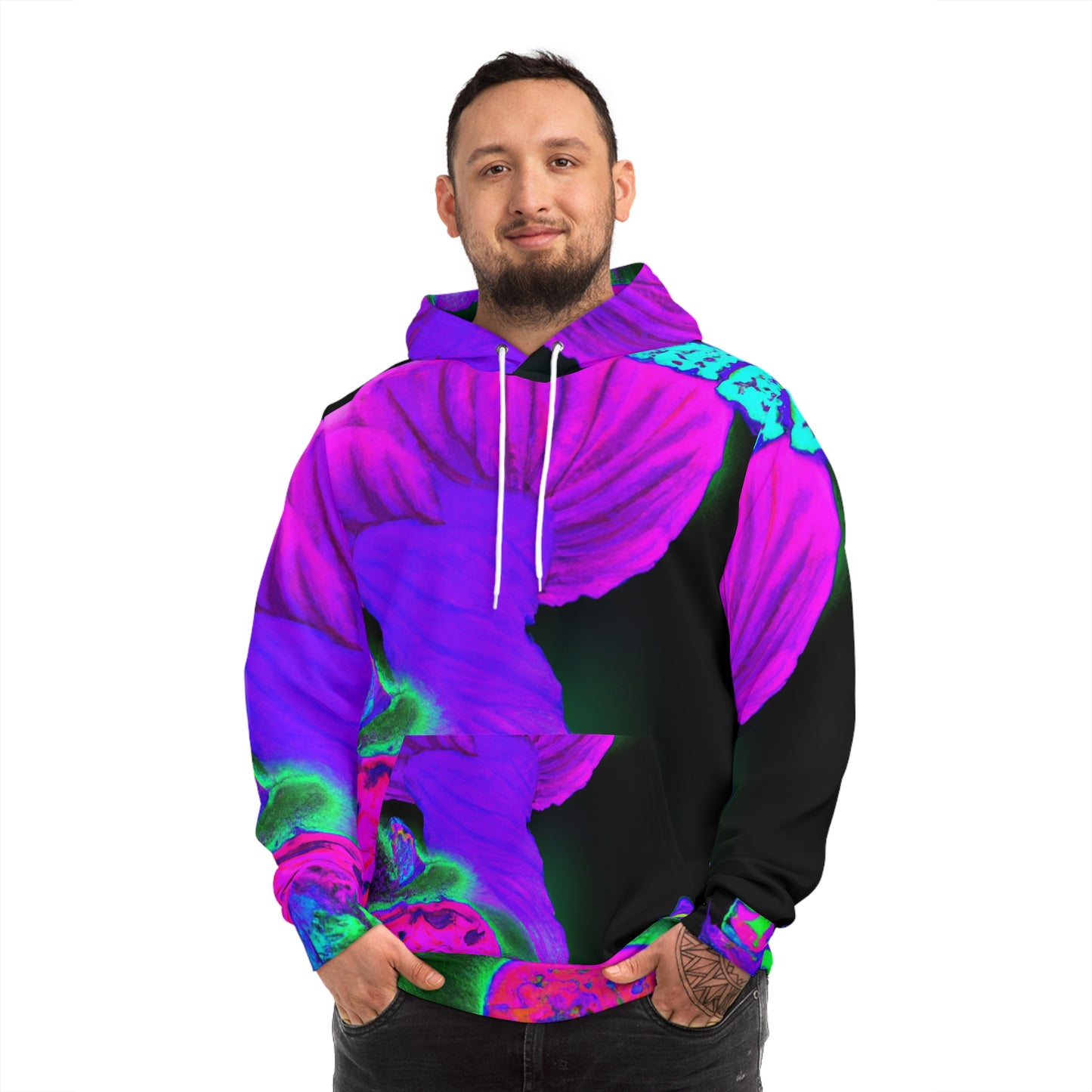 "Neon Flight of Fancy" - Butterflies & Mushrooms AOP Hoodie