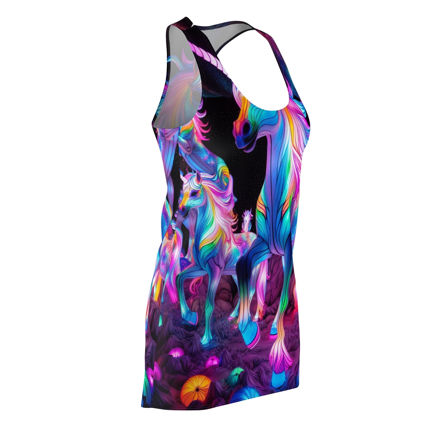 Vibrant Neon Unicorns. Neon Unicorns Racerback Dress