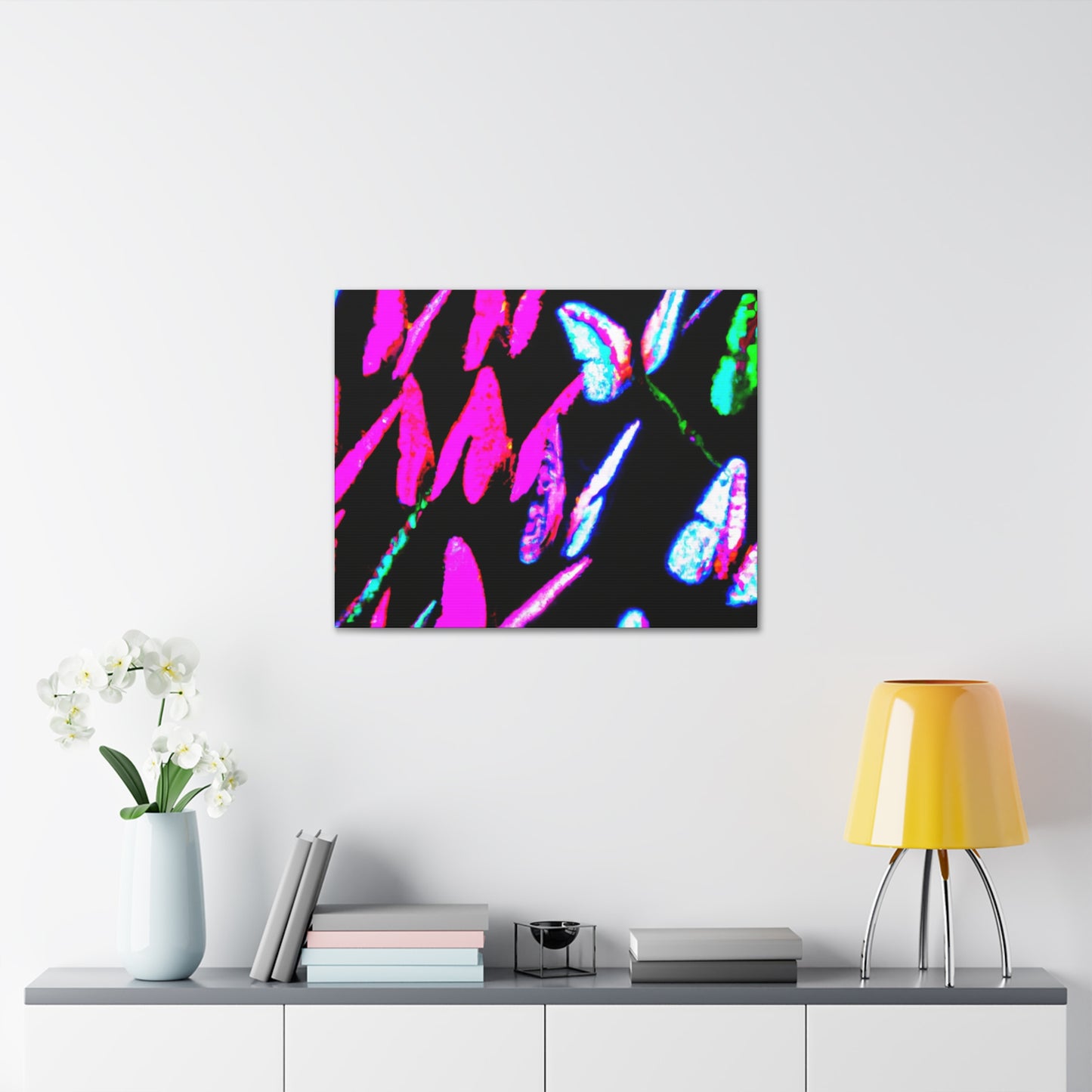 "Neon-Butterfly Prism" Neon Butterflies Art Canvas