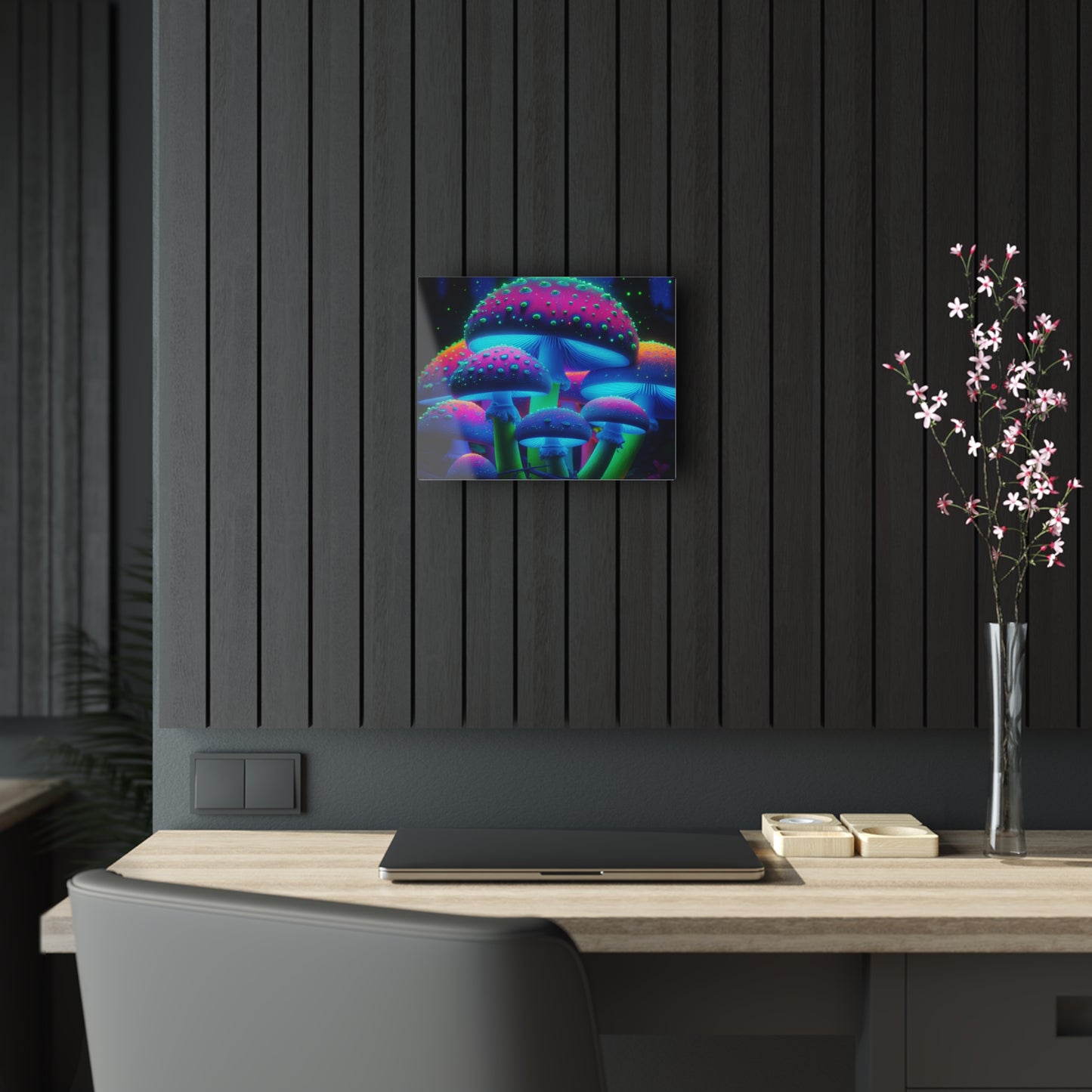 Neon Fungi Flourish. Mushrooms 1/4" Glossy Acrylic Art