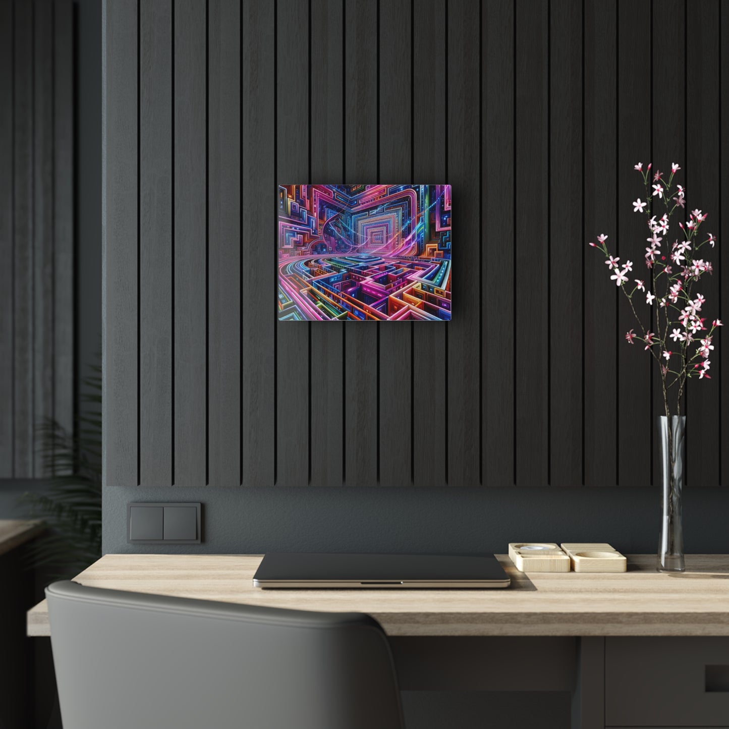 Neon Liminiscence Trippy infity Pattern 1/4" Glossy Acrylic Art