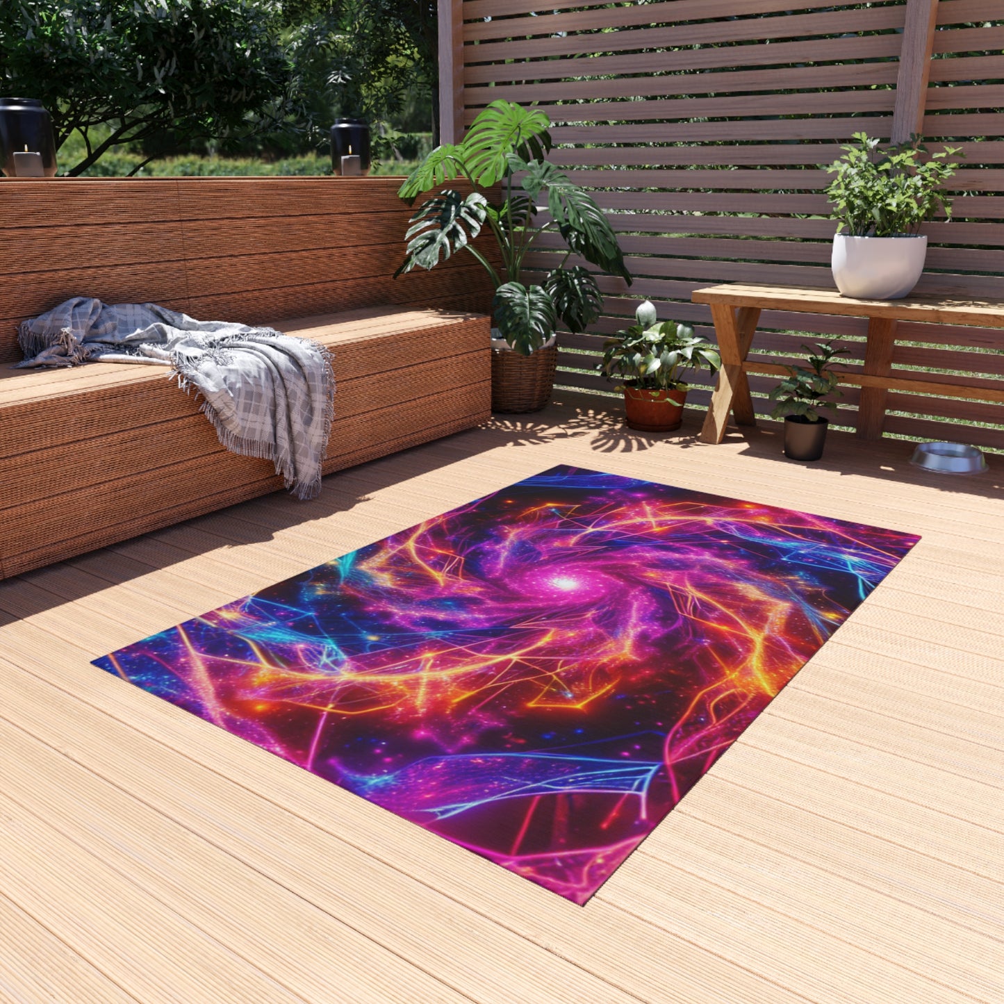 Neon Infinity Fantasia. Infinity Patterns Outdoor Rug