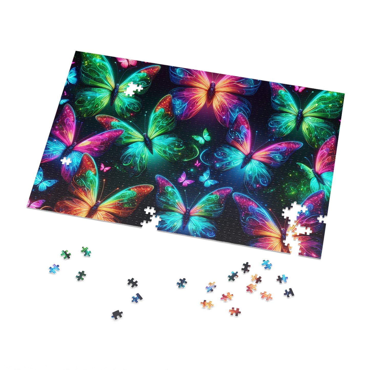 Neon Flutter. - Neon Butterflies Puzzle30, 110, 252, and 1000 Pieces