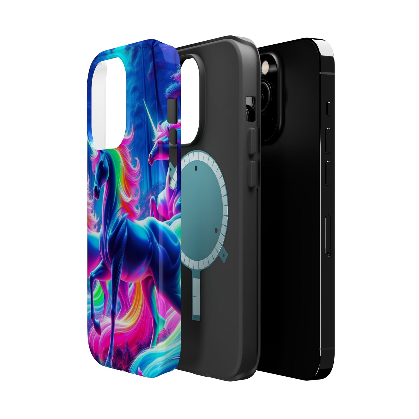 NeonNocturnals Neon Unicorns Premium Art Magsafe Magnet Tough IPhone 13 14 15 Pro Plus Max and Mini in Matte and Glossy Phone cases