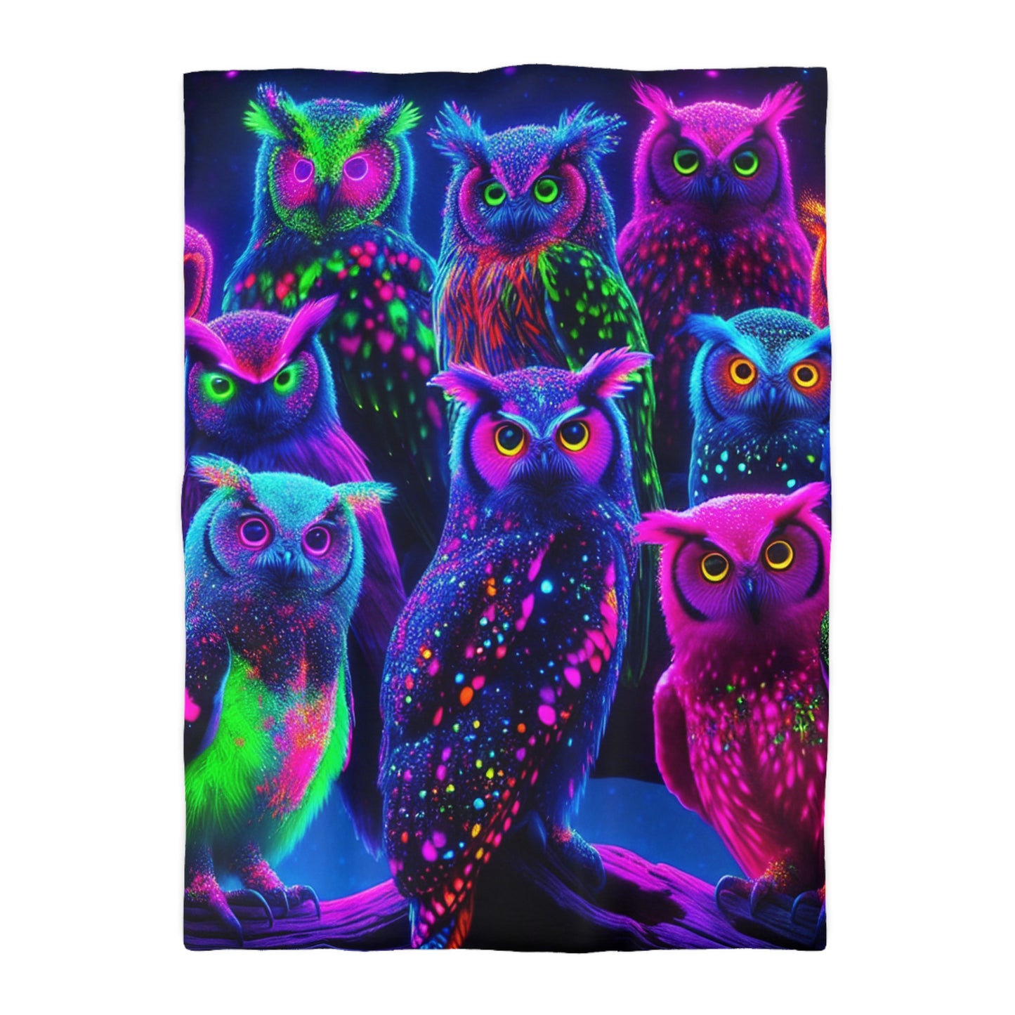Garrod da Vinci - NEON Owls Microfiber Duvet Cover