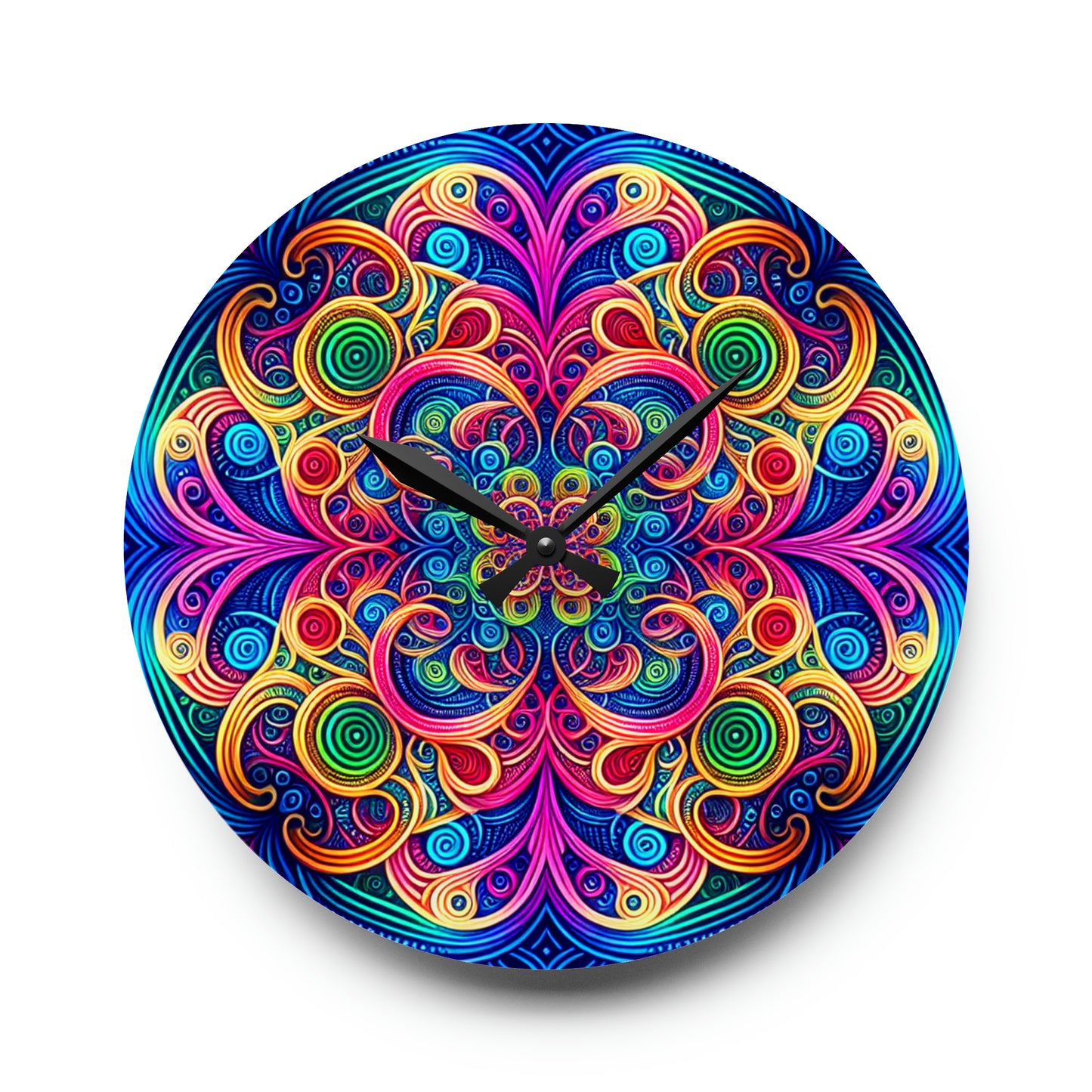 "Infinite Neon Dreams" Infinity Patterns Art Acrylic Clock