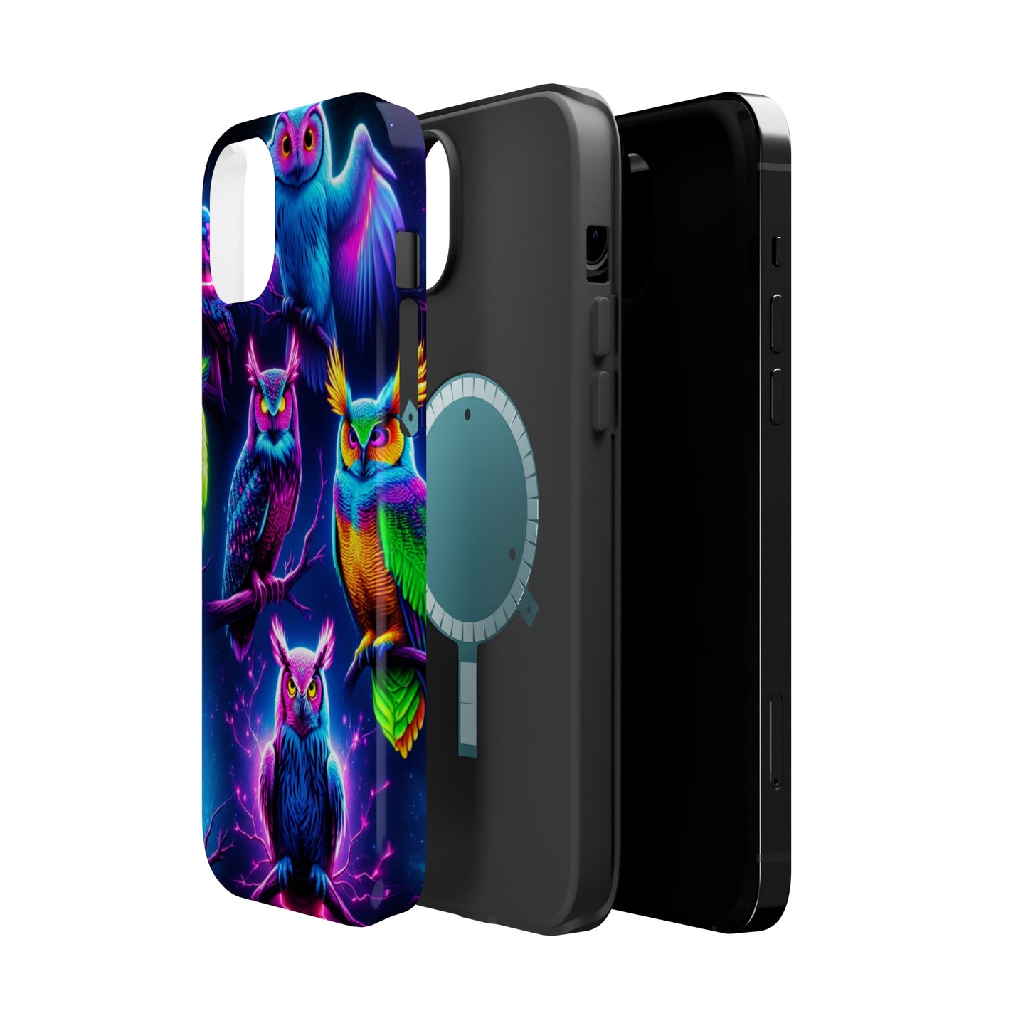 Neon Owlfection. Neon Owls Premium Art Magsafe Magnet Tough IPhone 13 14 15 Pro Plus Max and Mini in Matte and Glossy Phone cases