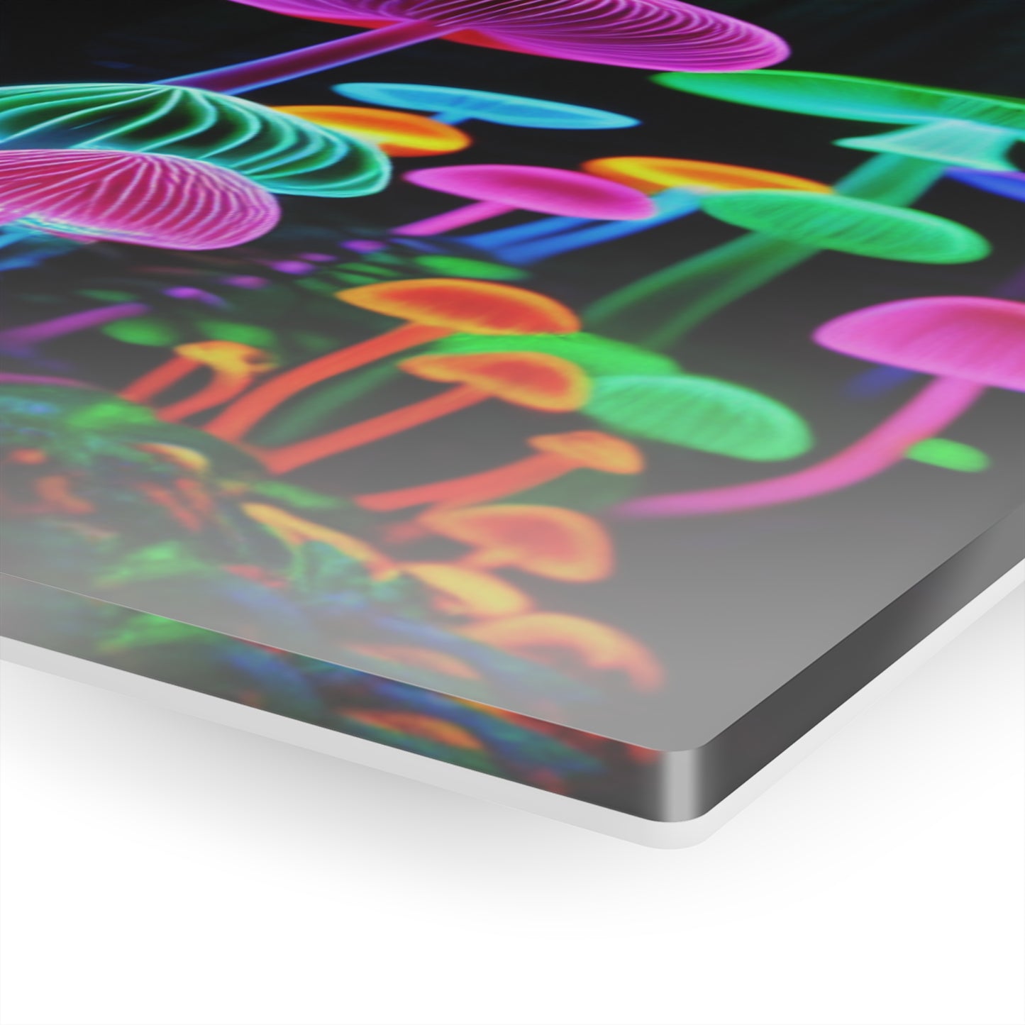 Neon Fungi Glow. Mushrooms 1/4" Glossy Acrylic Art