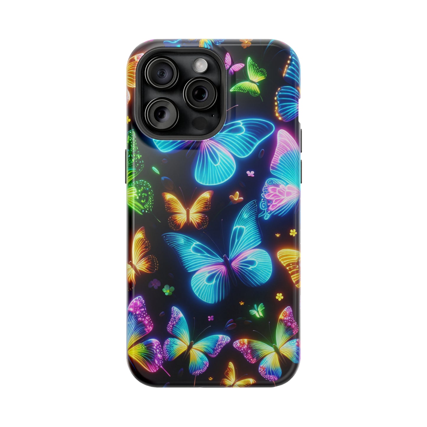 Luminous Butterfly Radiance Neon Butterflies Premium Art Magsafe Magnet Tough IPhone 13 14 15 Pro Plus Max and Mini in Matte and Glossy Phone cases