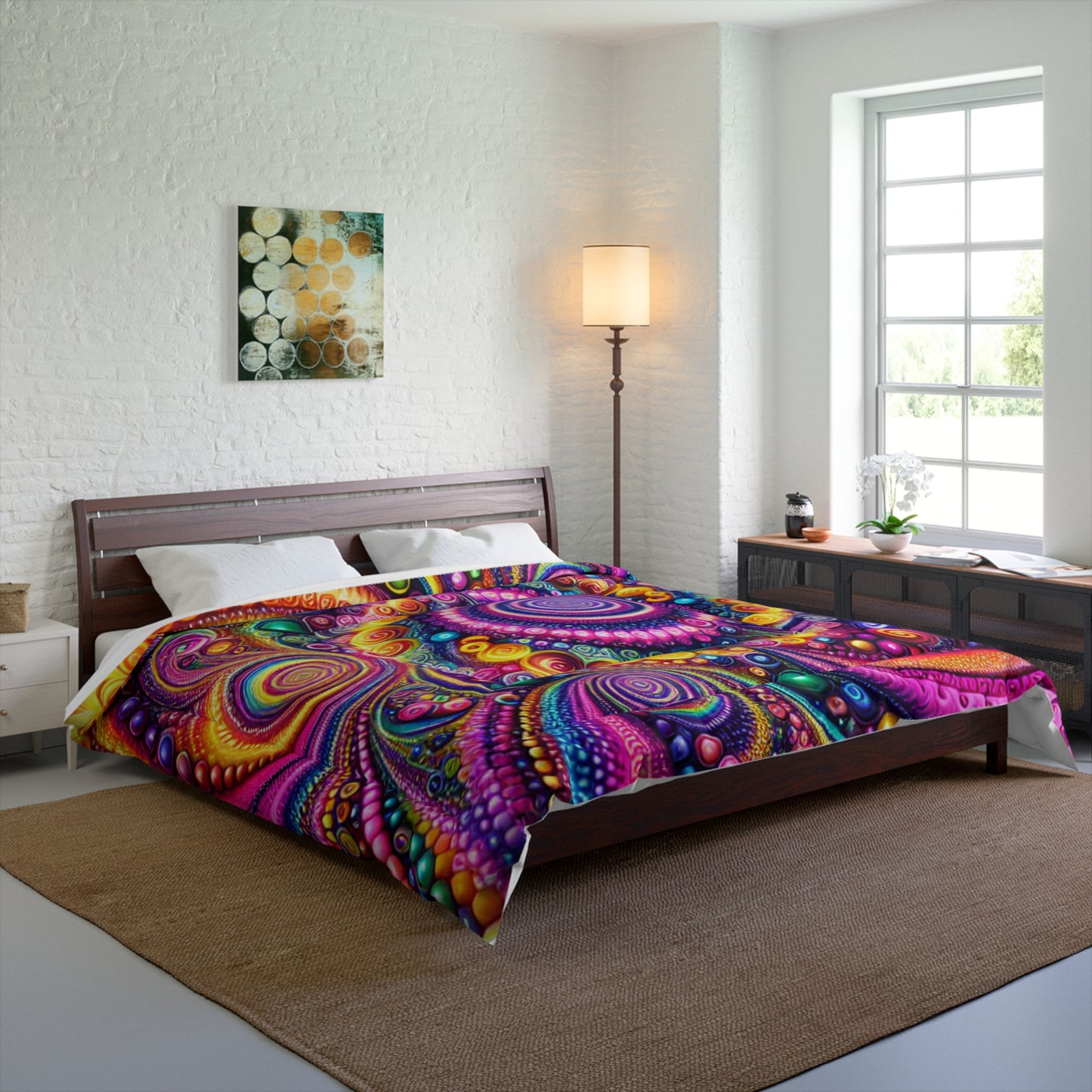 "Infinite Neon Dreamscape" Trippy Infinity Patterns Comforter Blanket
