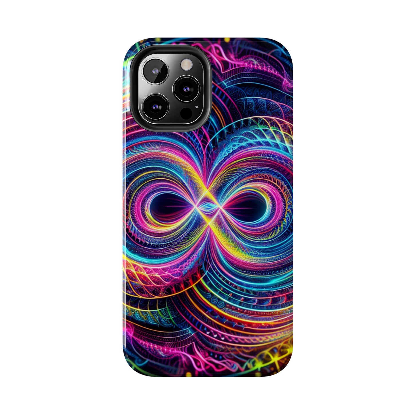 Psychedelic Dreams in Neon Void. Trippy Infinity Patterns Tough Phone Case Iphone 7 8 9 10 11 12 13 14 Pro Max Mini Plus XR XS SE
