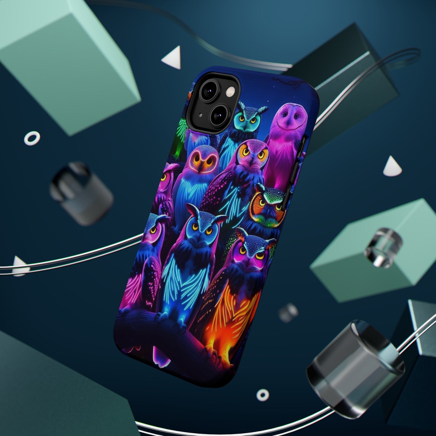Neon Nocturne Owls. Neon Owls Premium Art Magsafe Magnet Tough IPhone 13 14 15 Pro Plus Max and Mini in Matte and Glossy Phone cases