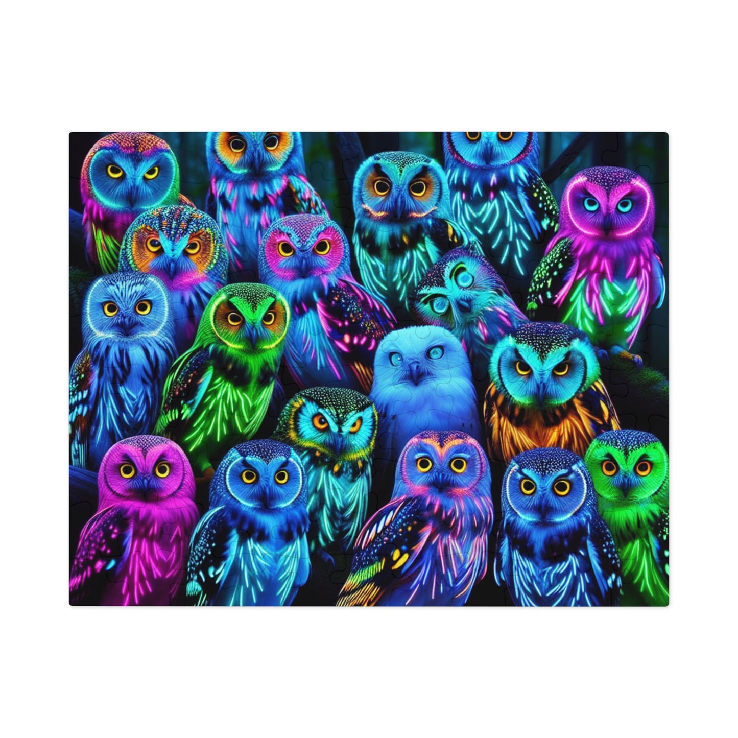NeonOwlGather. - Neon Owls Puzzle 30, 110, 252, and 1000 Pieces