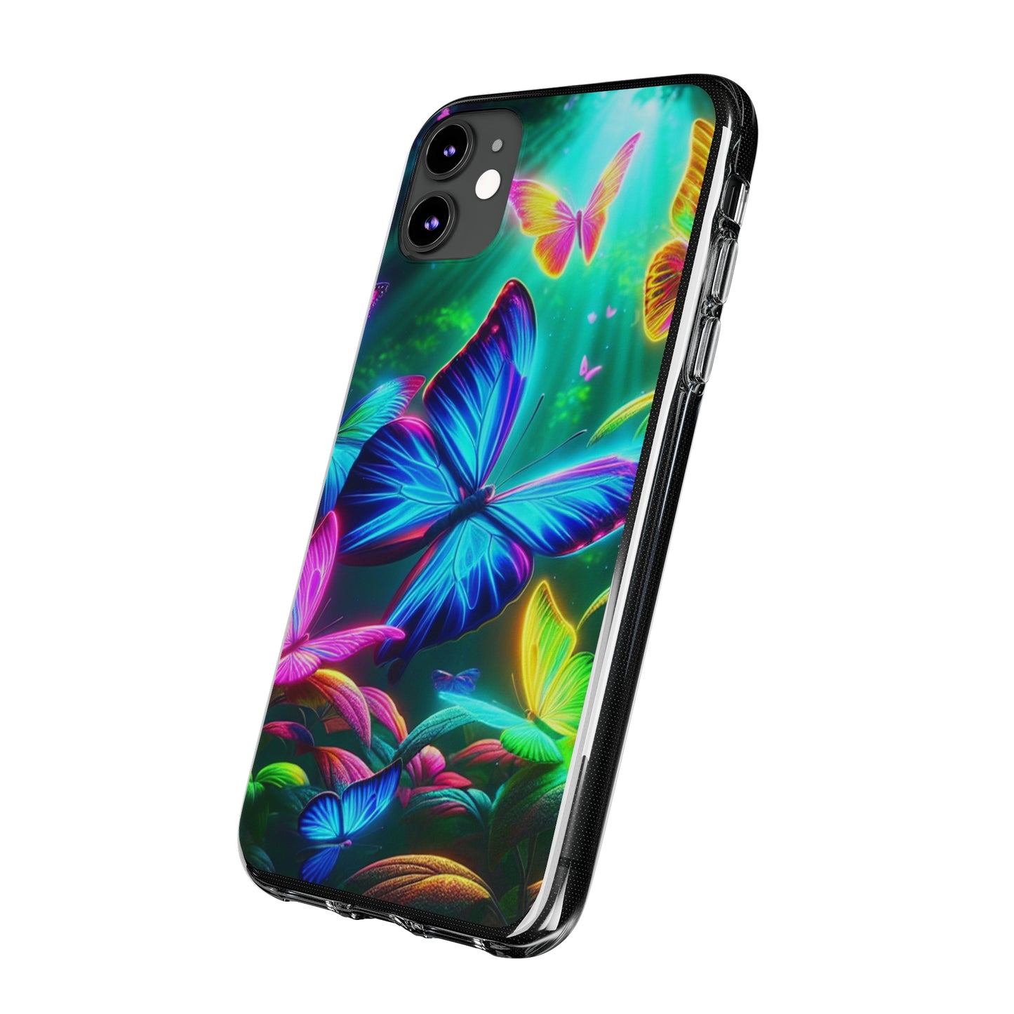 "Vivid Neon Flyaways" NEON Butterflies Art Polycarbonate Phone Case Samsung Galaxy s21 s22 Google Pixel 6 Iphone 11 12 13 14 Pro Max Mini Plus