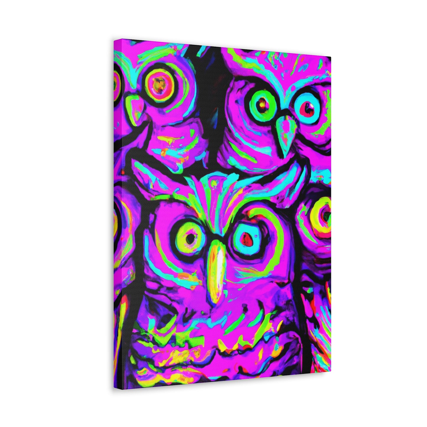 Neon Nocturnal Nocturne NEON Owls Art Canvas
