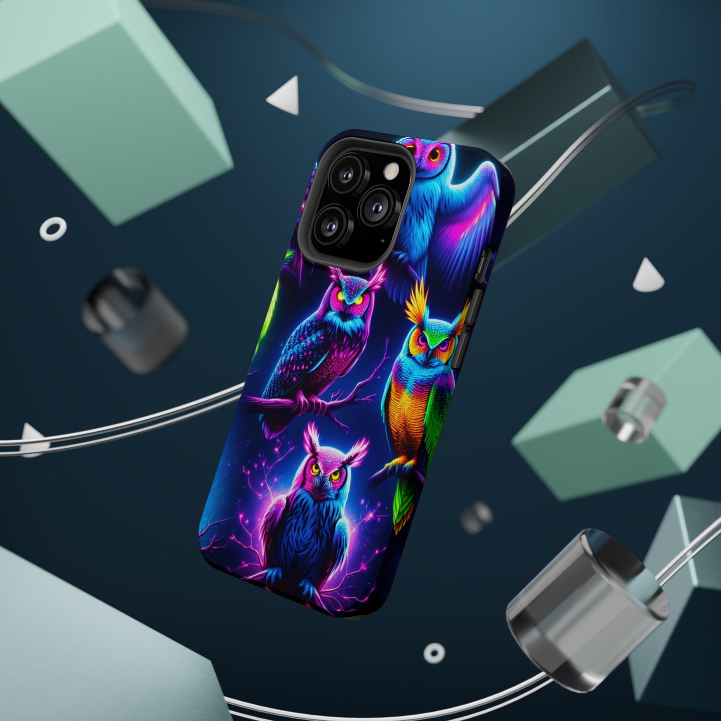 Neon Owlfection. Neon Owls Premium Art Magsafe Magnet Tough IPhone 13 14 15 Pro Plus Max and Mini in Matte and Glossy Phone cases