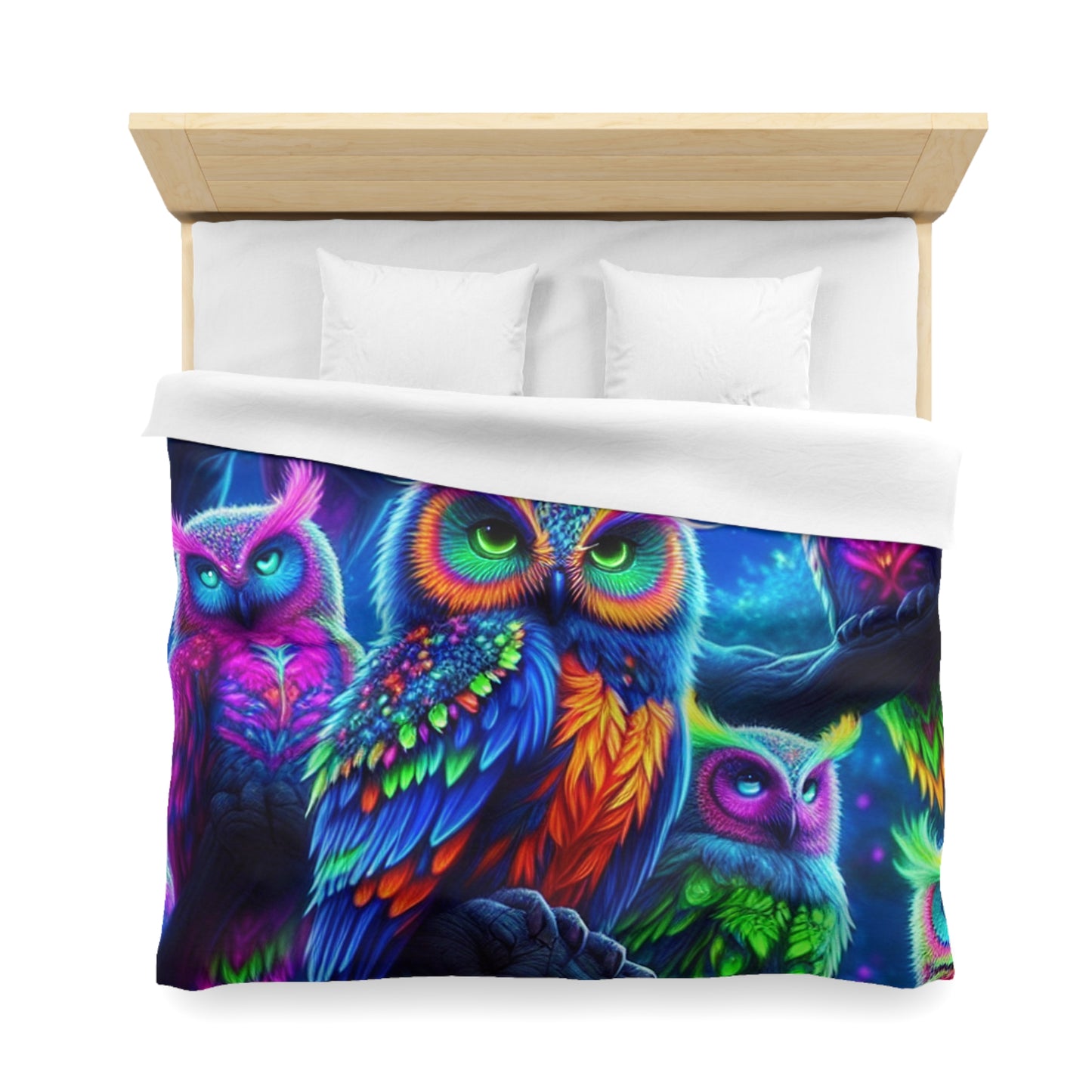 Giovanna de'Ravelo - NEON Owls Microfiber Duvet Cover