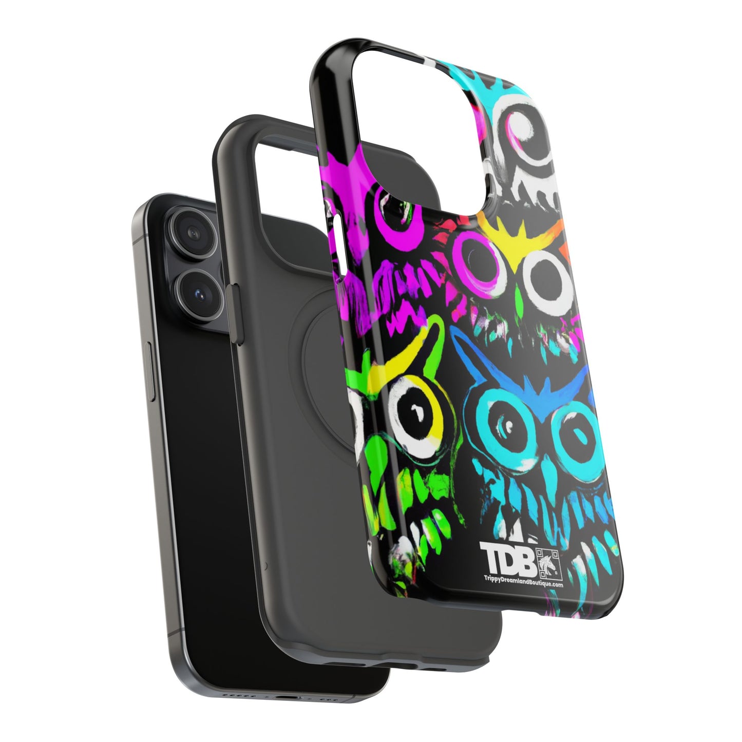 TDB Psychedelic Rave Owl Impact-Resistant Phone Case - Colorful Protection