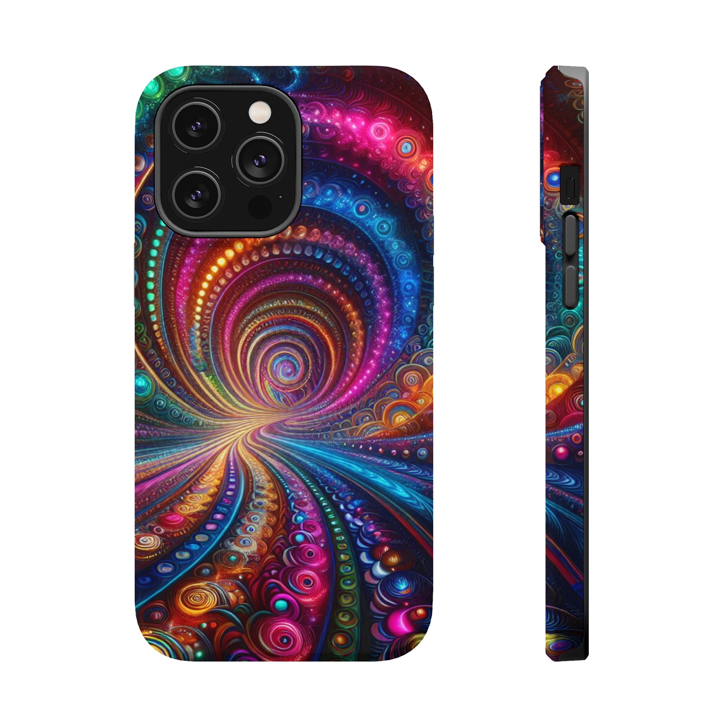 Neon Eternal Infinity Oasis. Neon Trippy Infinity Patterns Premium Art Magsafe Magnet Tough IPhone 13 14 15 Pro Plus Max and Mini in Matte and Glossy Phone cases
