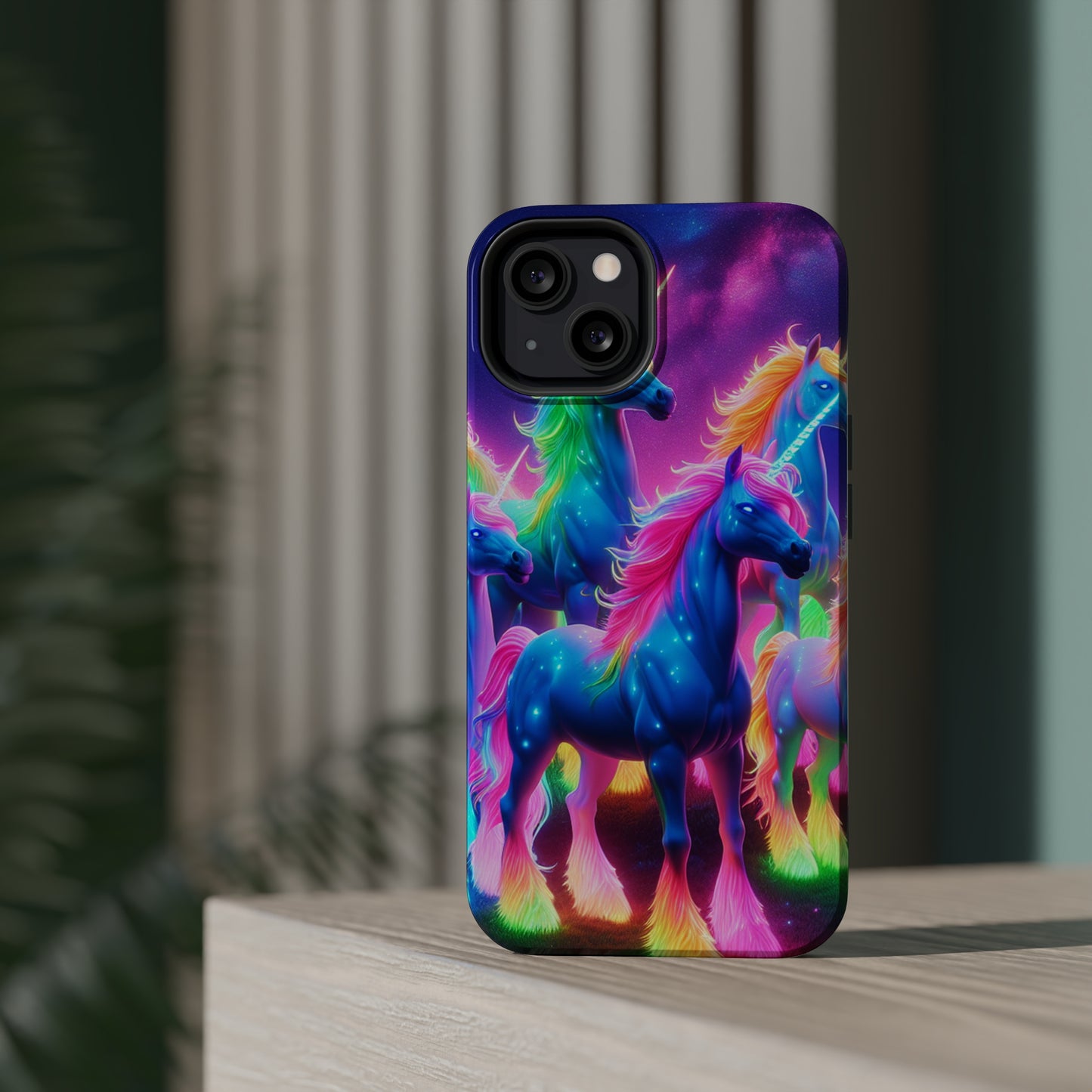 Neon Unicorn Congregation Neon Unicorns Premium Art Magsafe Magnet Tough IPhone 13 14 15 Pro Plus Max and Mini in Matte and Glossy Phone cases