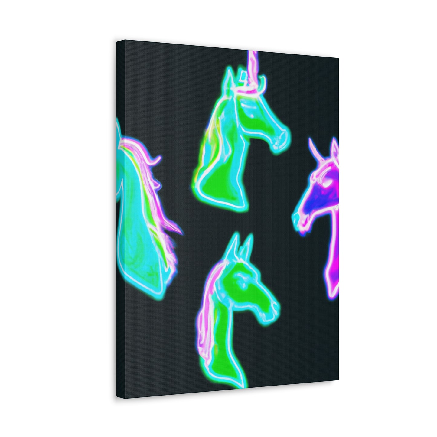 Vivid Nocturnal Unicorns. NEON Unicorns Art Canvas